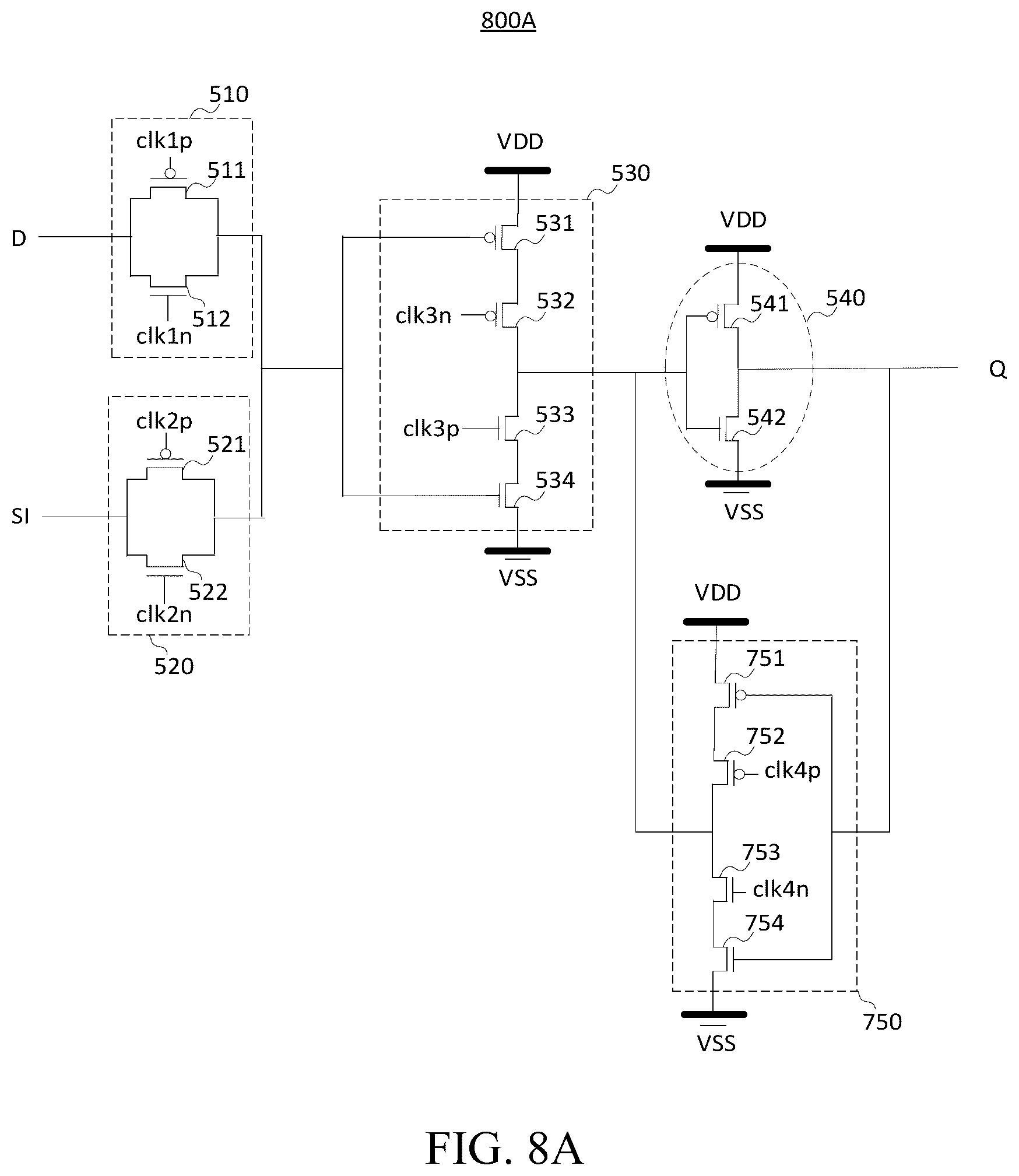 Patent US12368434 Figure 8 – D flip-flop having multiplexer function