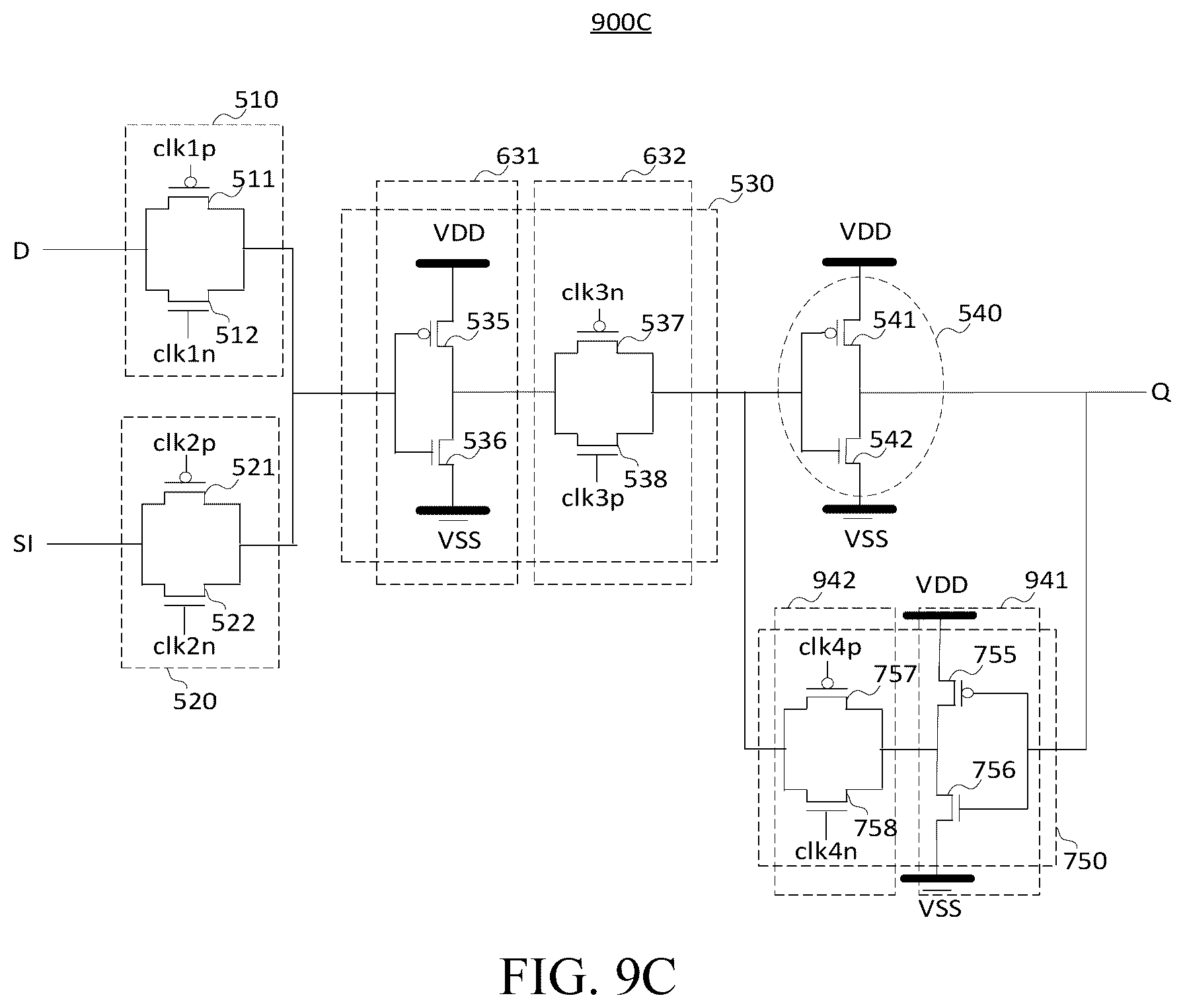 Patent US12368434 Figure 14 – D flip-flop having multiplexer function