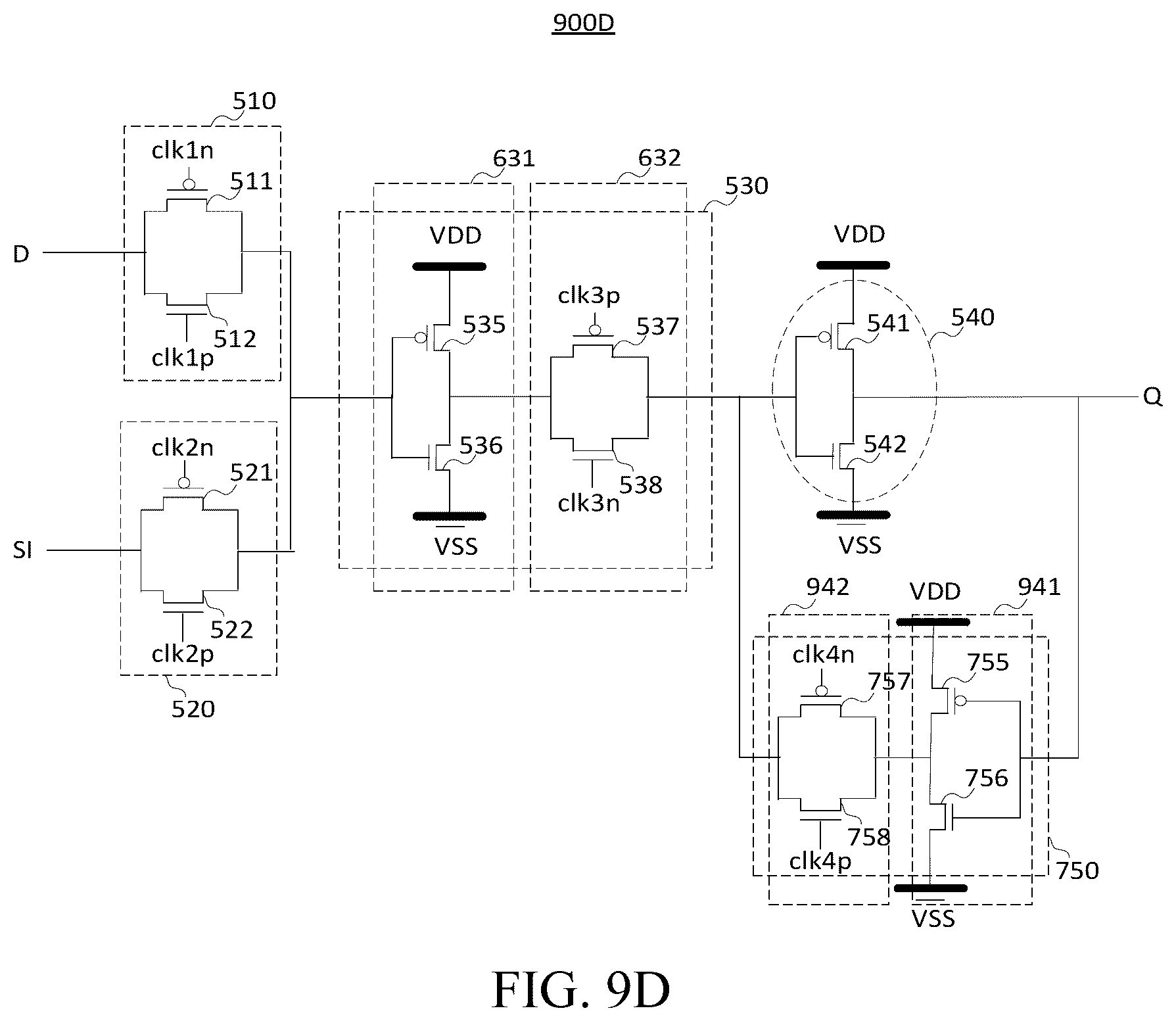 Patent US12368434 Figure 15 – D flip-flop having multiplexer function