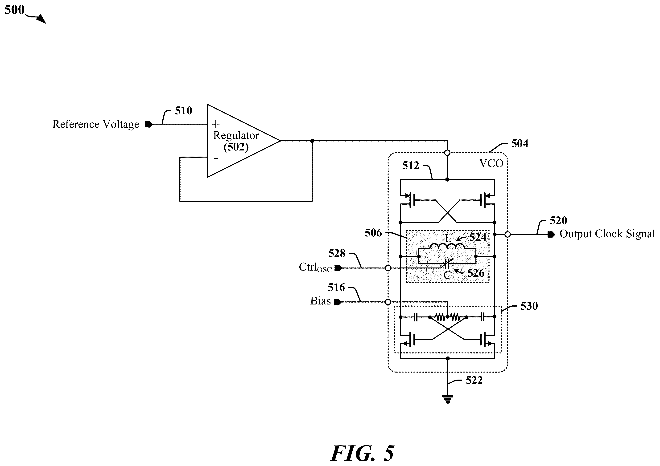 Patent US12368441 Figure 5 – Power supply calibration for voltage controlled oscillators