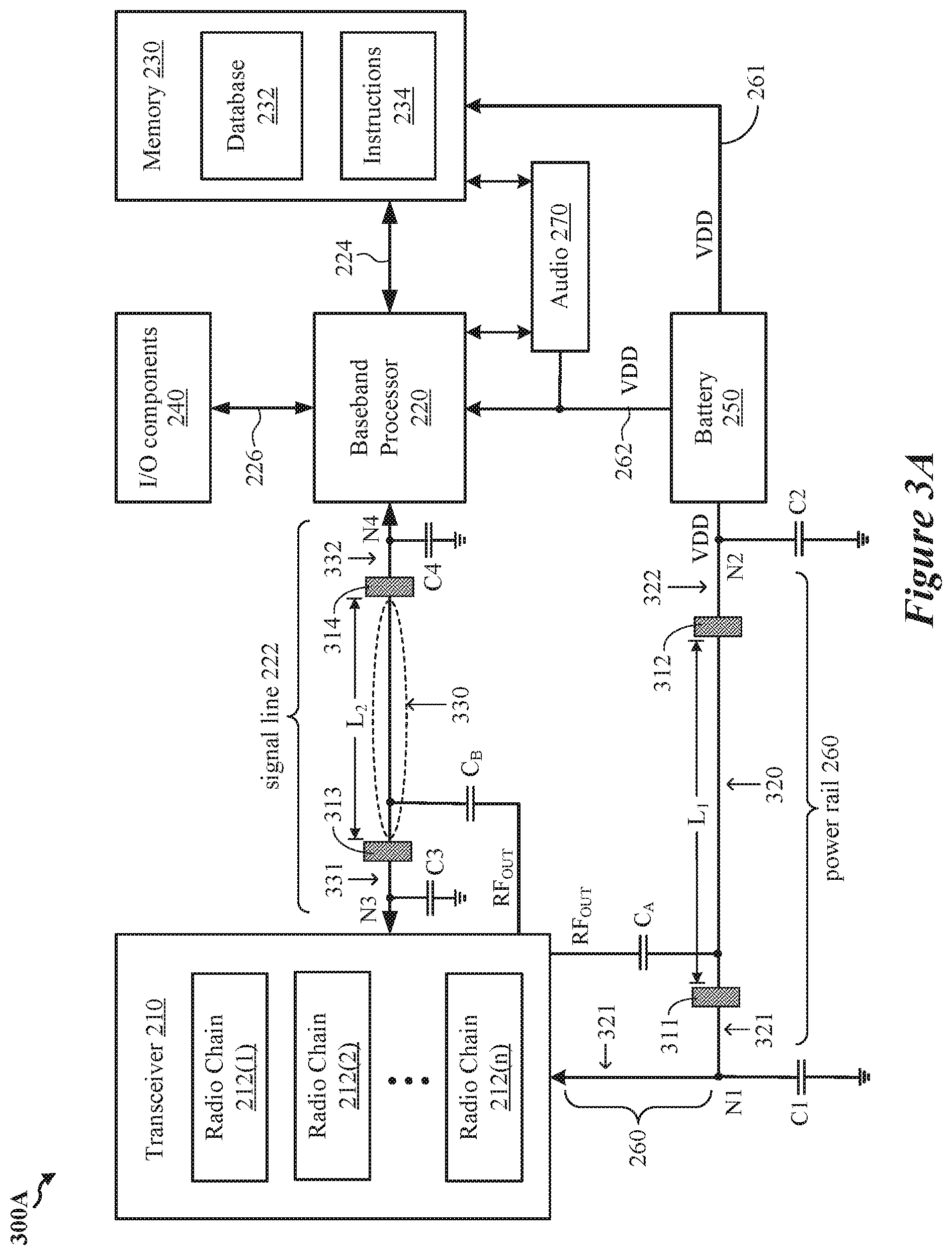 Patent US12368457 Figure 3 – Antenna structure including power and signal lines