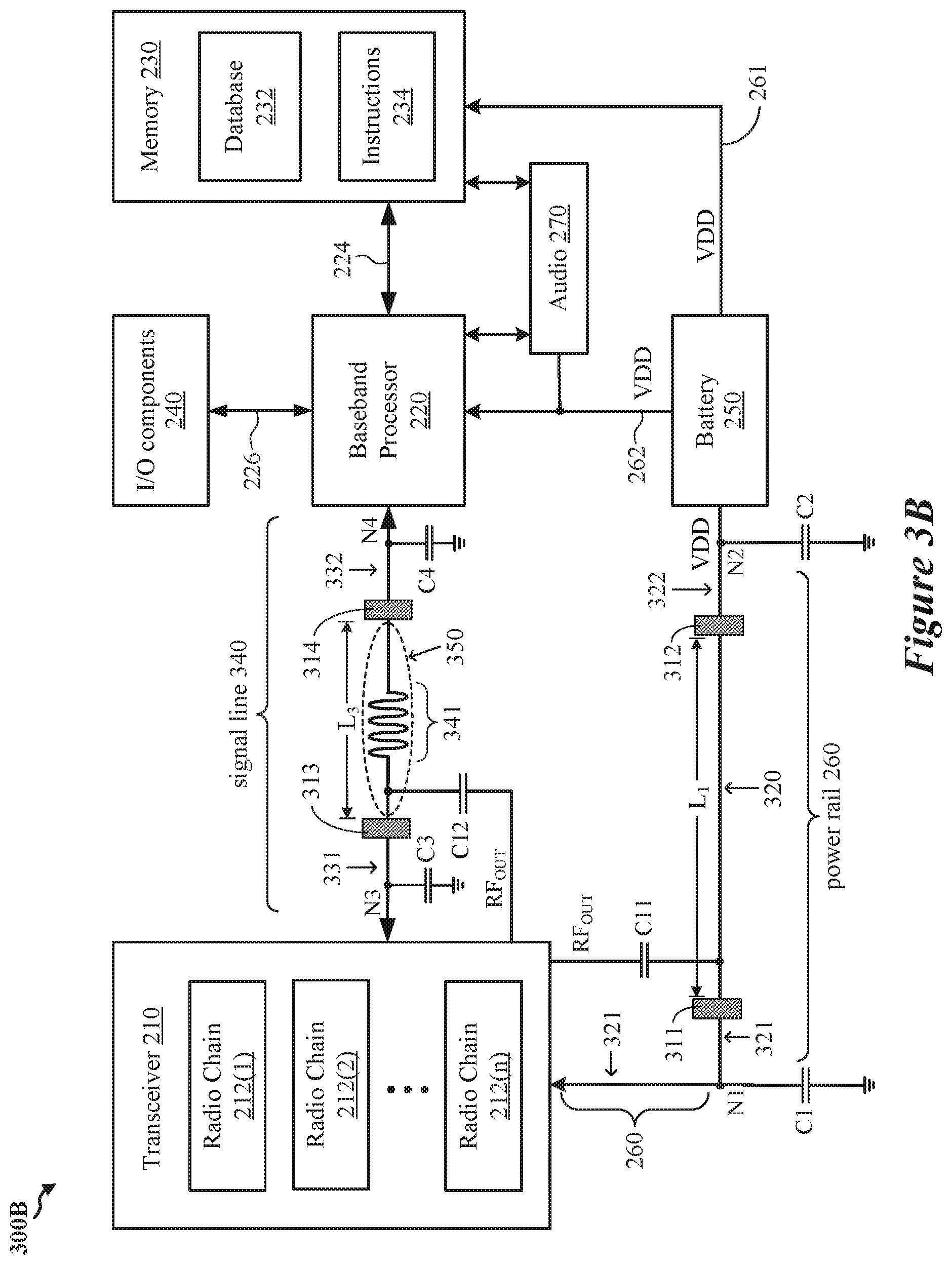 Patent US12368457 Figure 4 – Antenna structure including power and signal lines