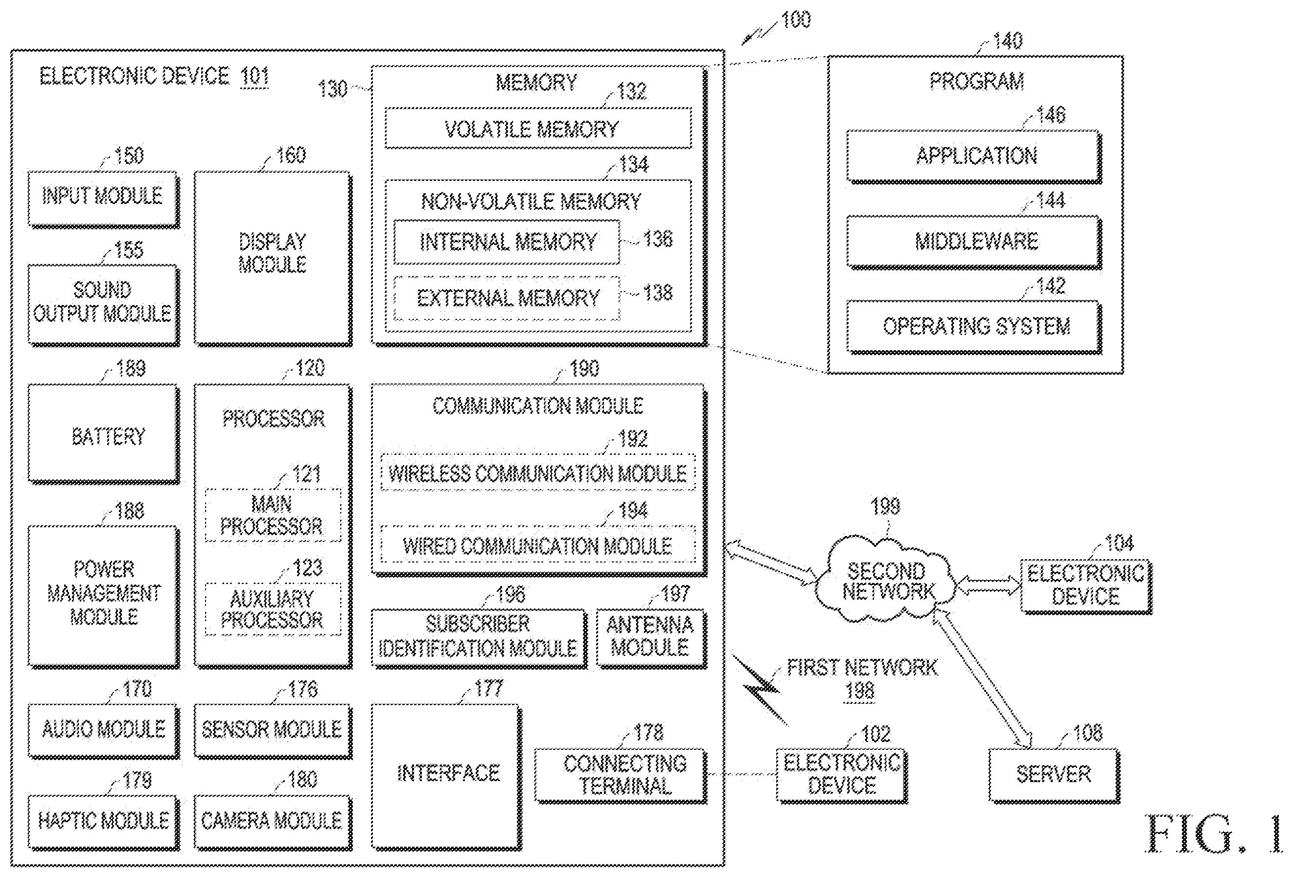 Patent US12368464 Figure 1 – Electronic device including grip sensor and antenna