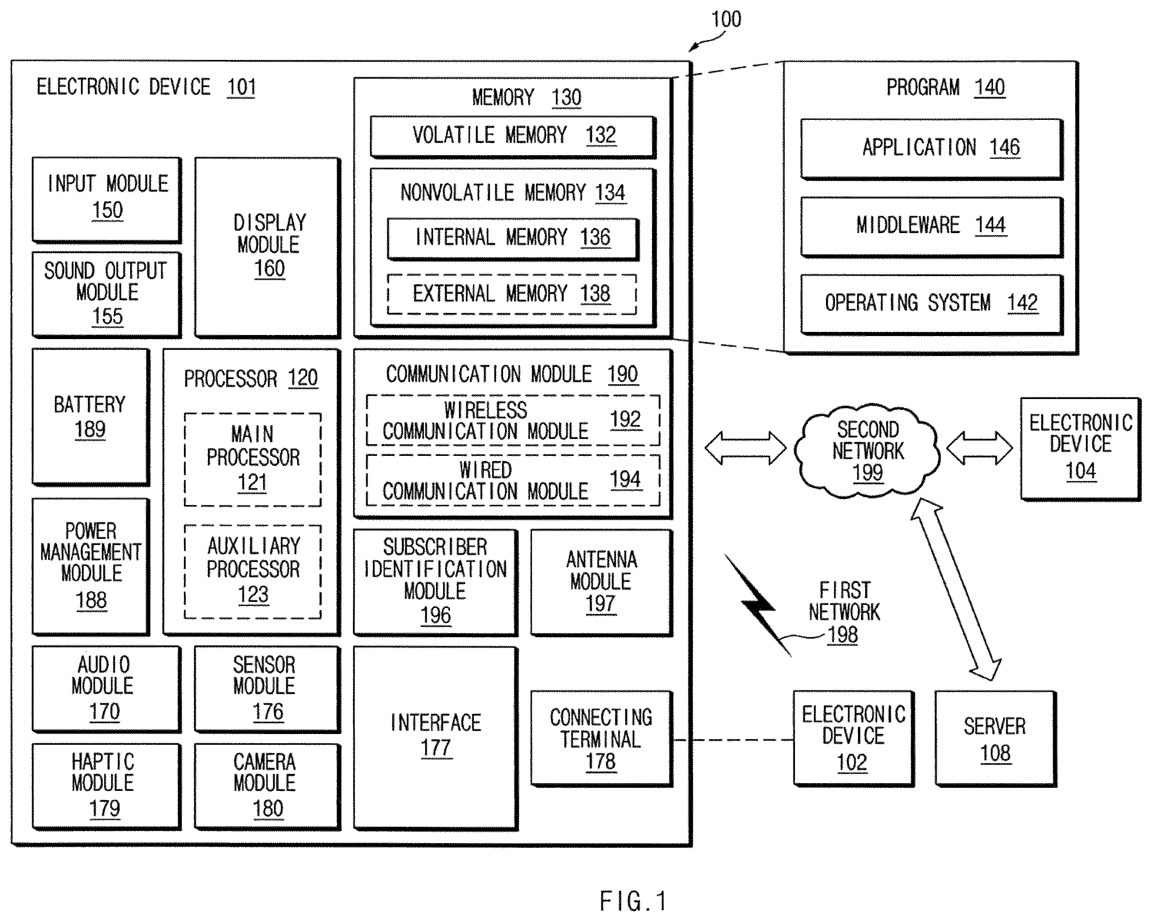 Patent US12368465 Figure 1 – Electronic device including waterproof structure