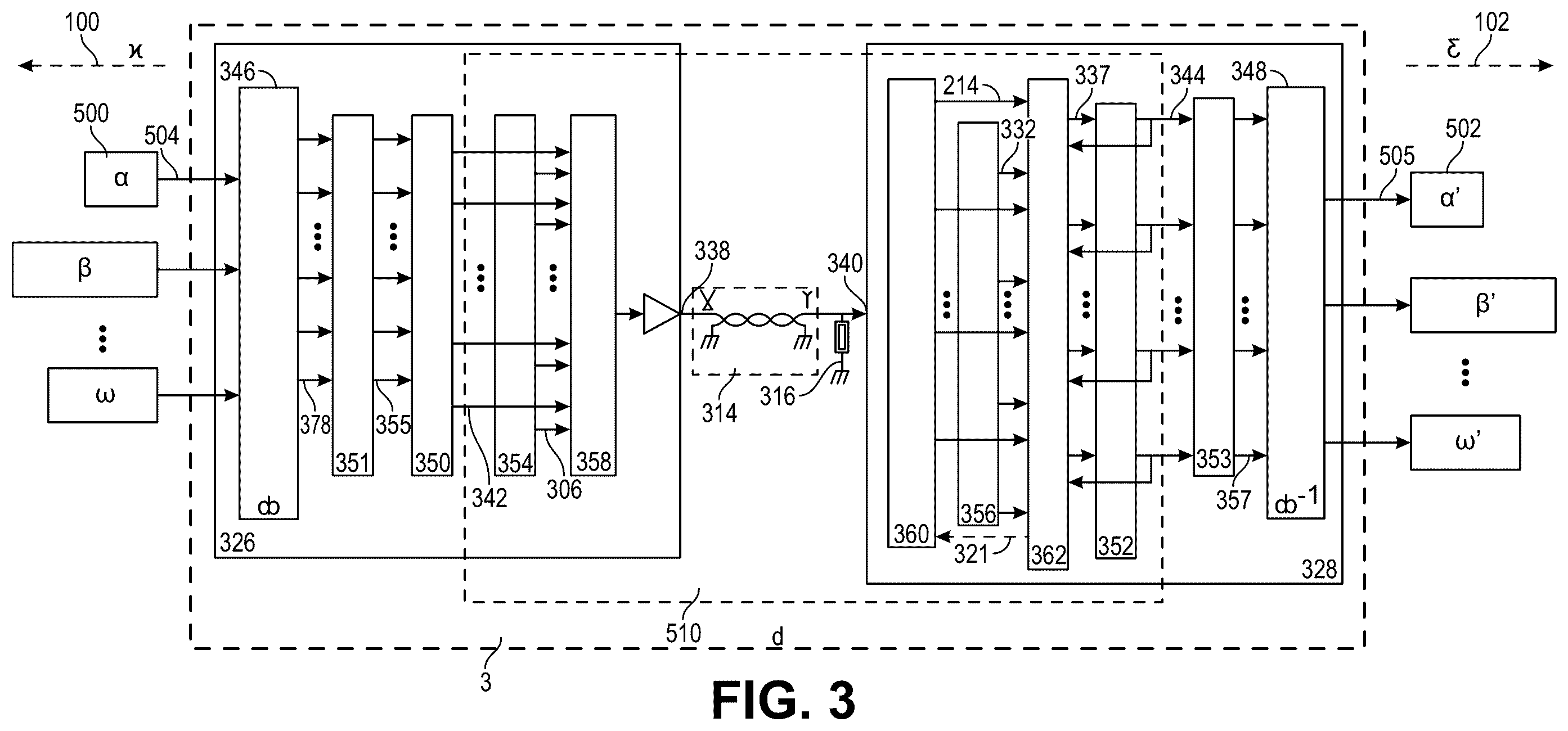Patent US12368467 Figure 3 – Transporting sampled analog signals over multiple electromagnetic pathways
