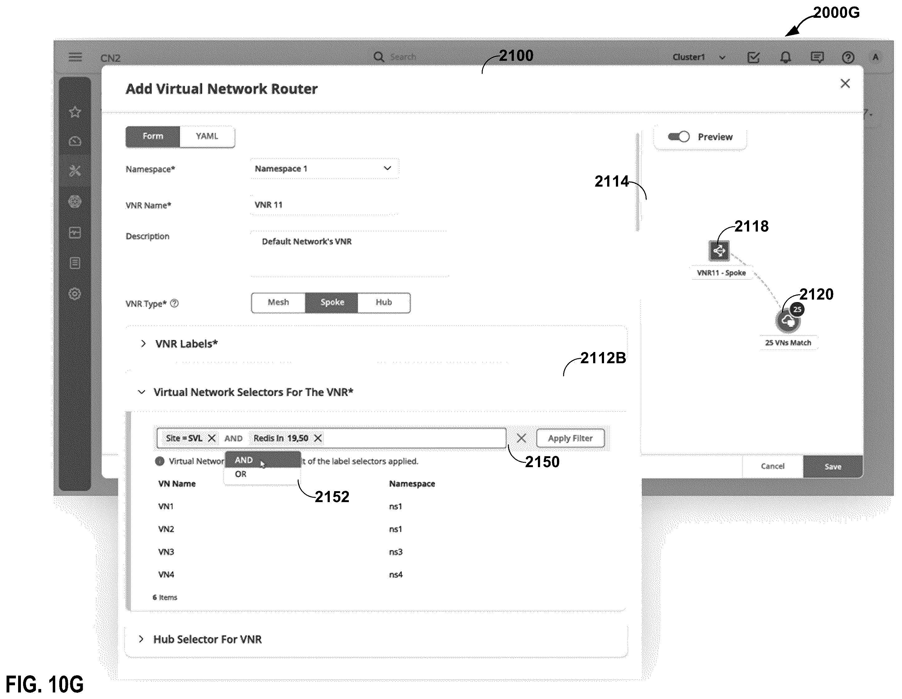 Patent US12368649 Figure 16 – User interface for cloud native software-defined network architectures