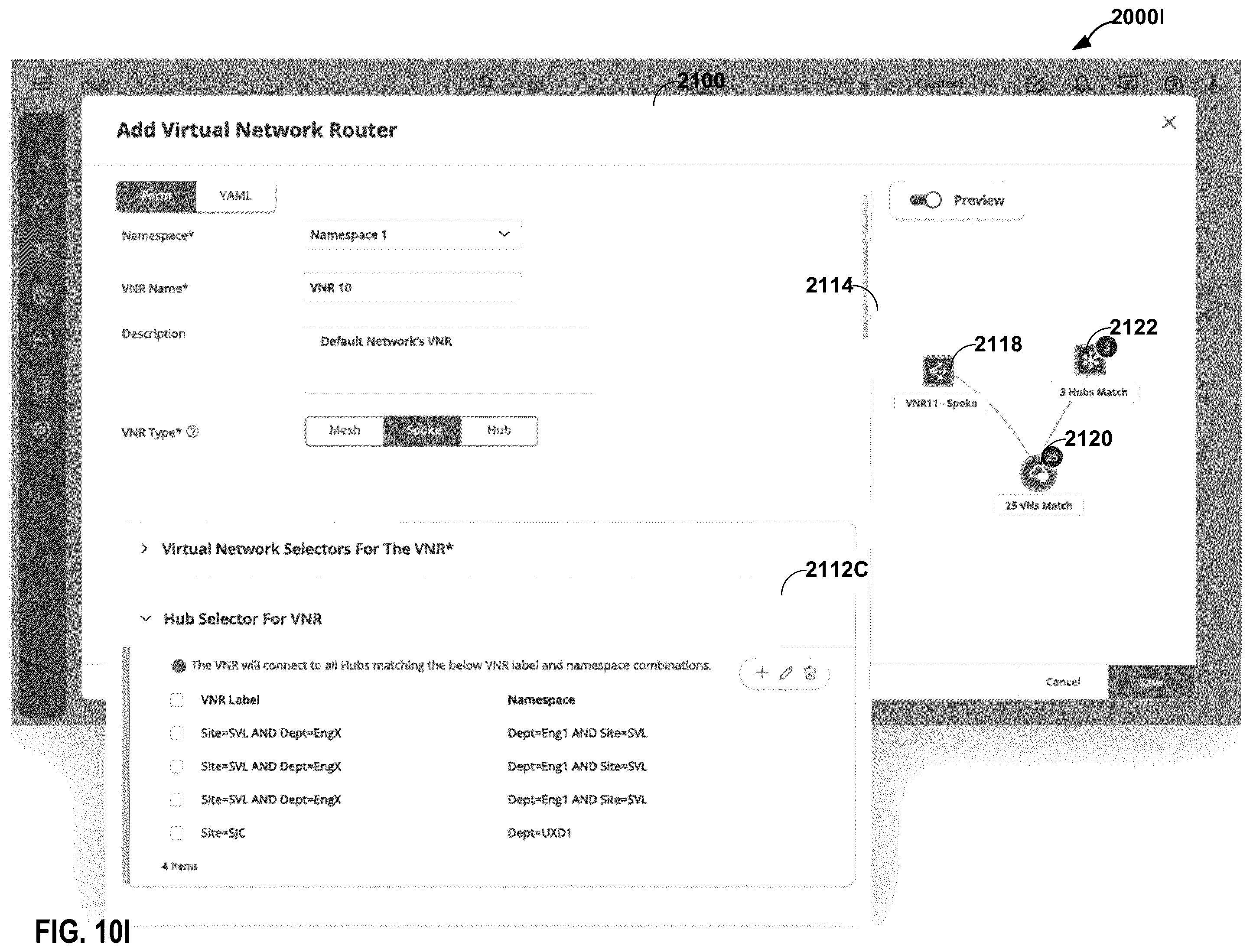 Patent US12368649 Figure 18 – User interface for cloud native software-defined network architectures