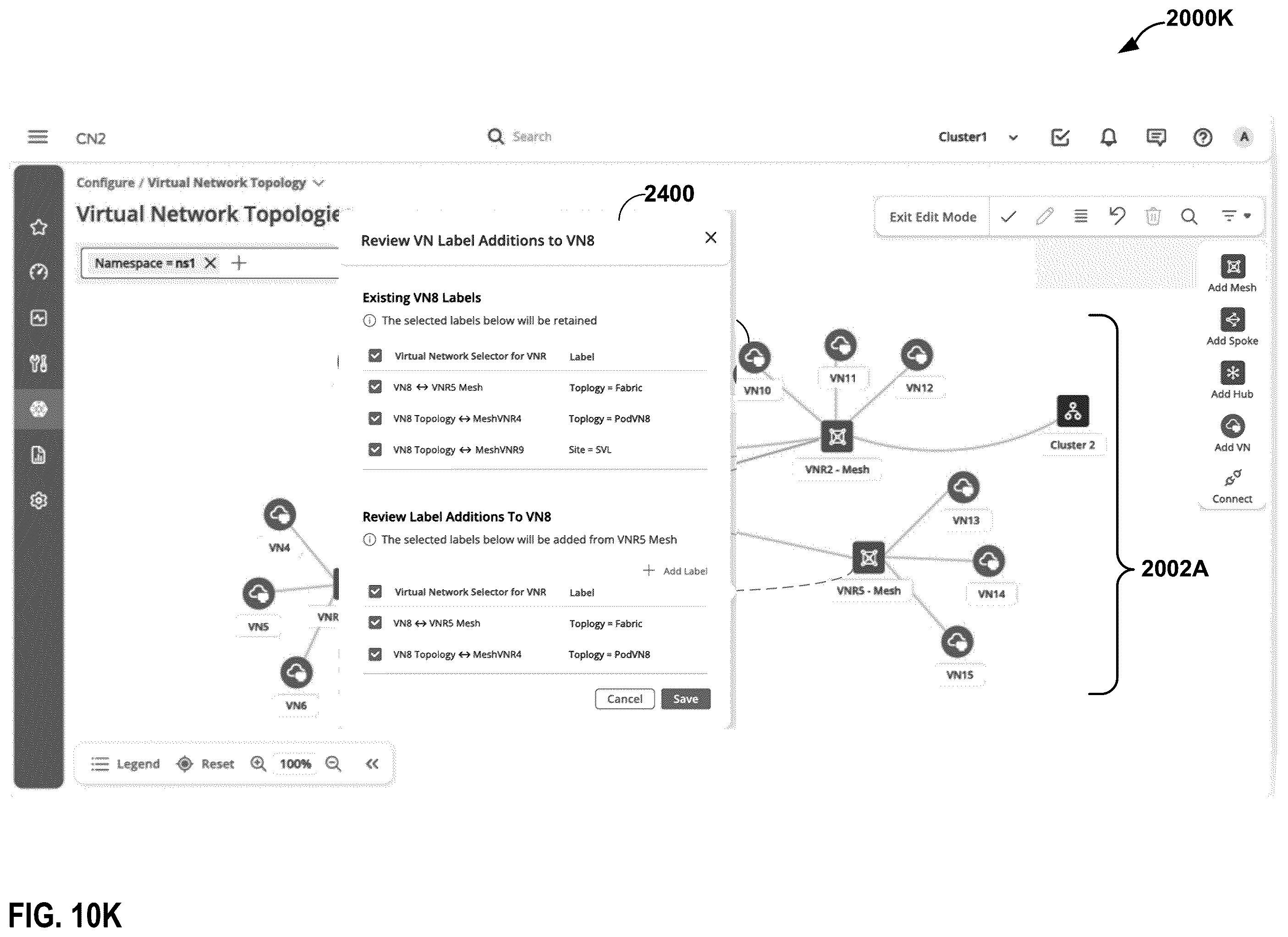 Patent US12368649 Figure 20 – User interface for cloud native software-defined network architectures