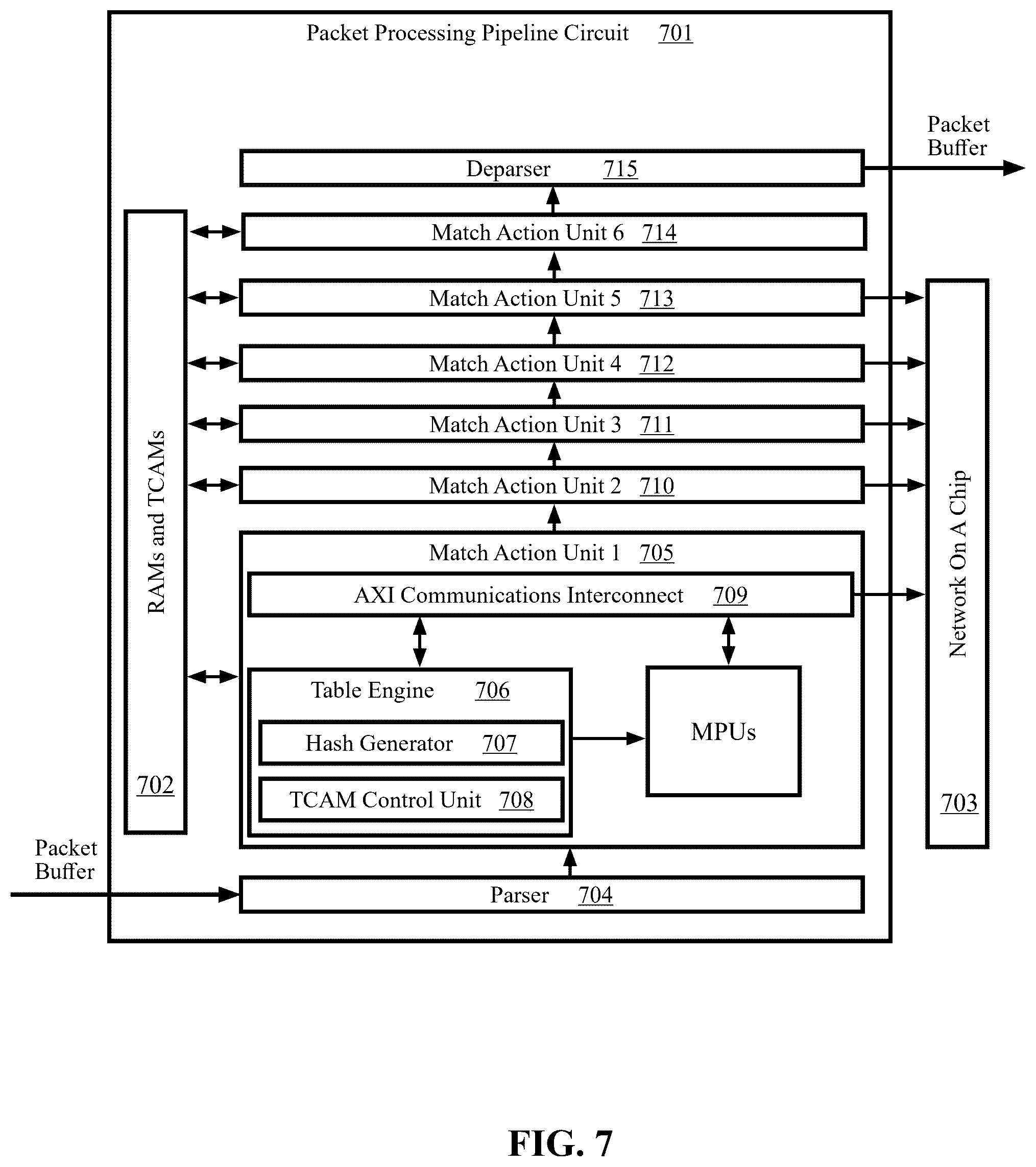 Patent US12368659 Figure 7 – Methods and systems for orchestrating network flow tracing within packet processing pipelines across multiple network appliances