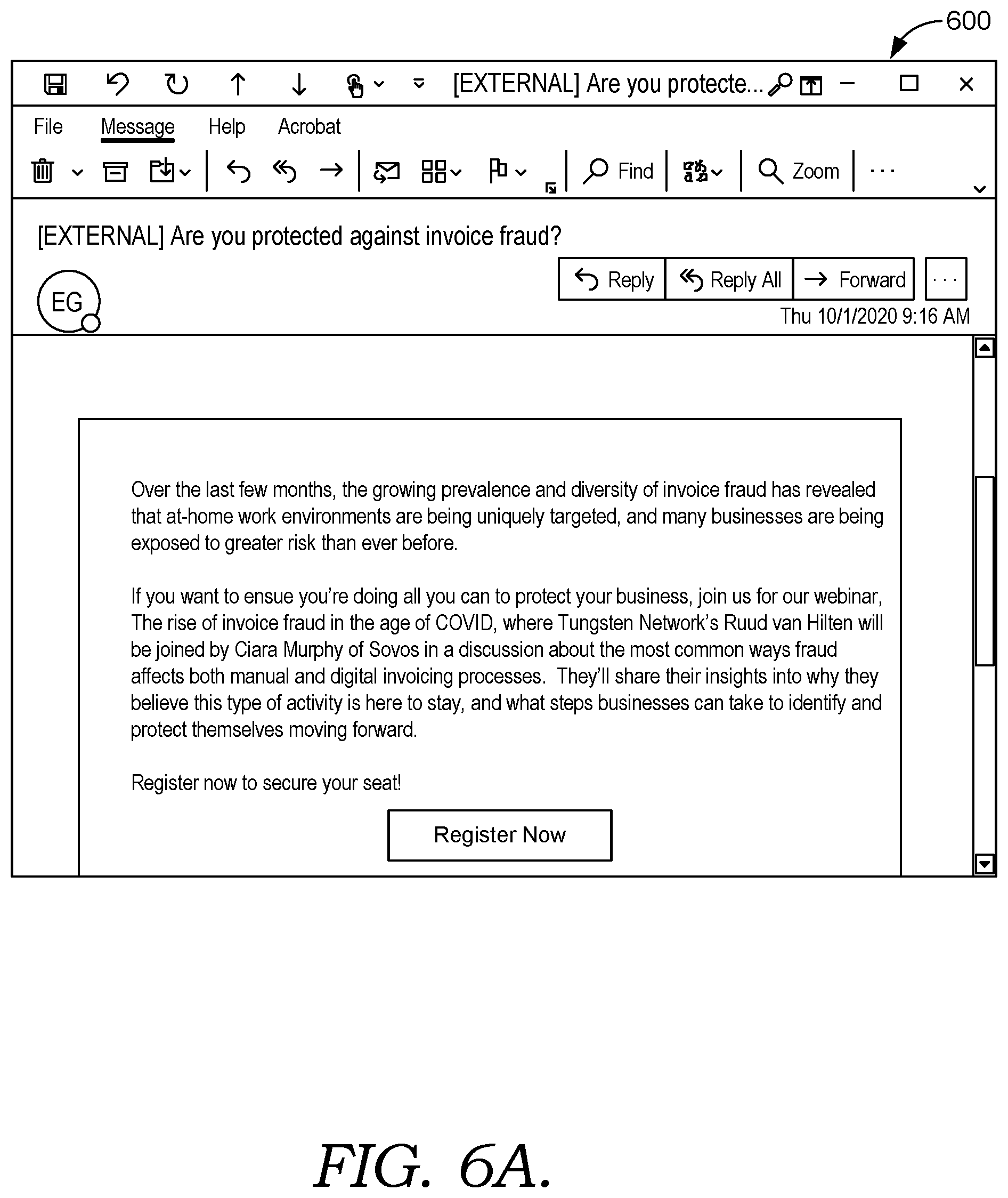 Patent US12368754 Figure 10 – Snapshot phishing detection and threat analysis