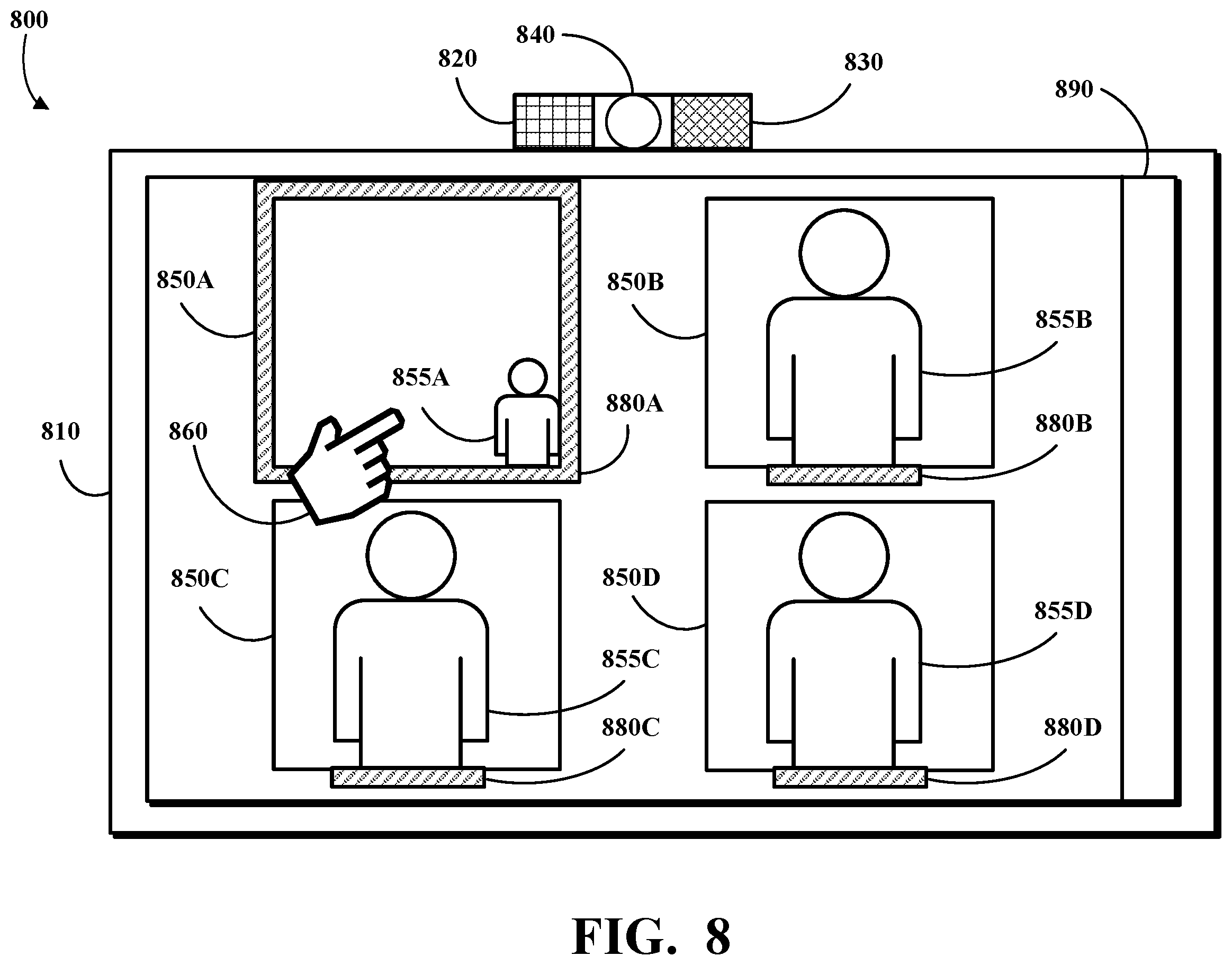 Patent US12368766 Figure 8 – Increasing quality associated with an audio output during a video conference