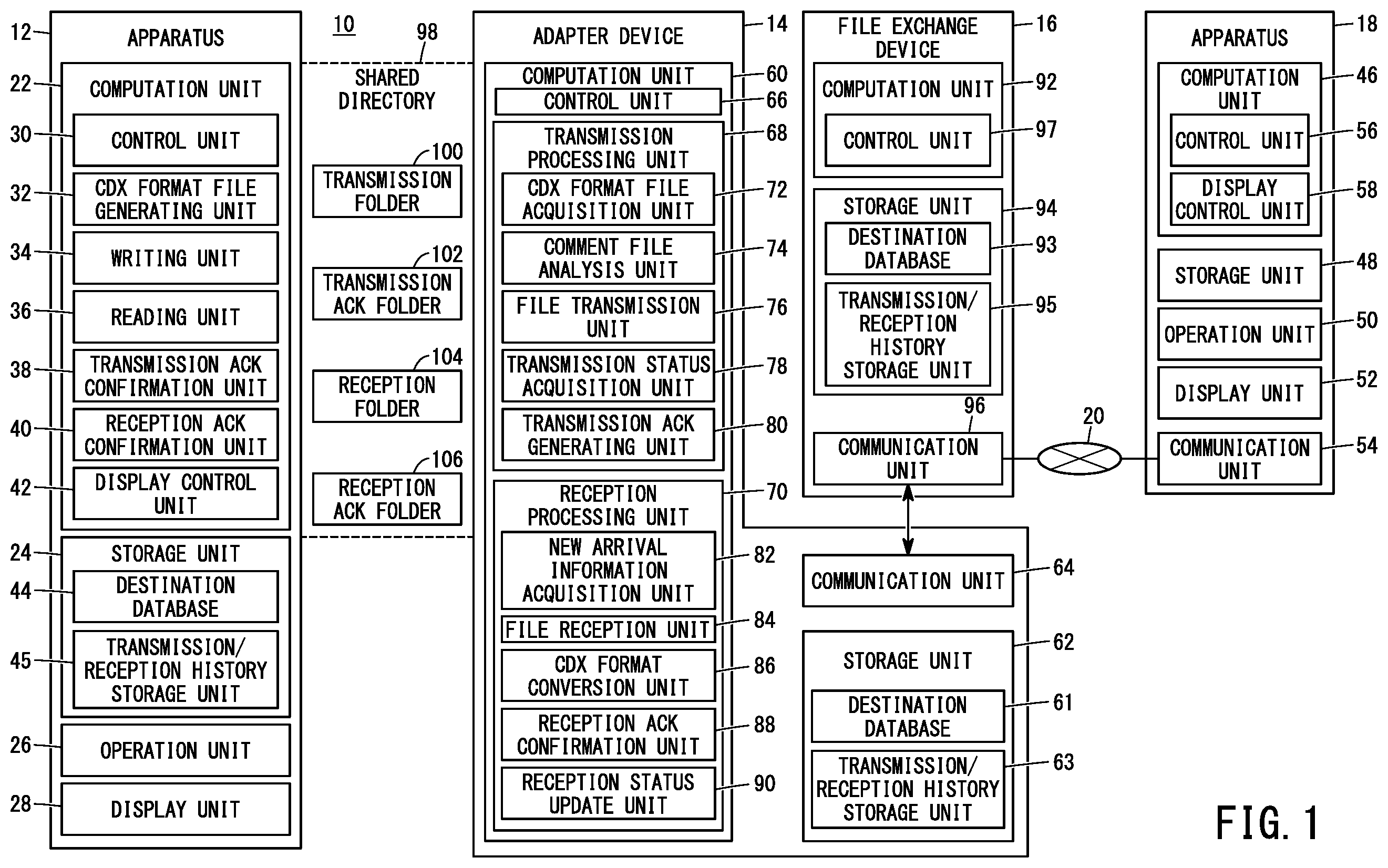 Patent US12368771 Figure 1 – Adapter device, file exchange system, file exchange method, and computer-readable non-transitory storage medium with program stored therein