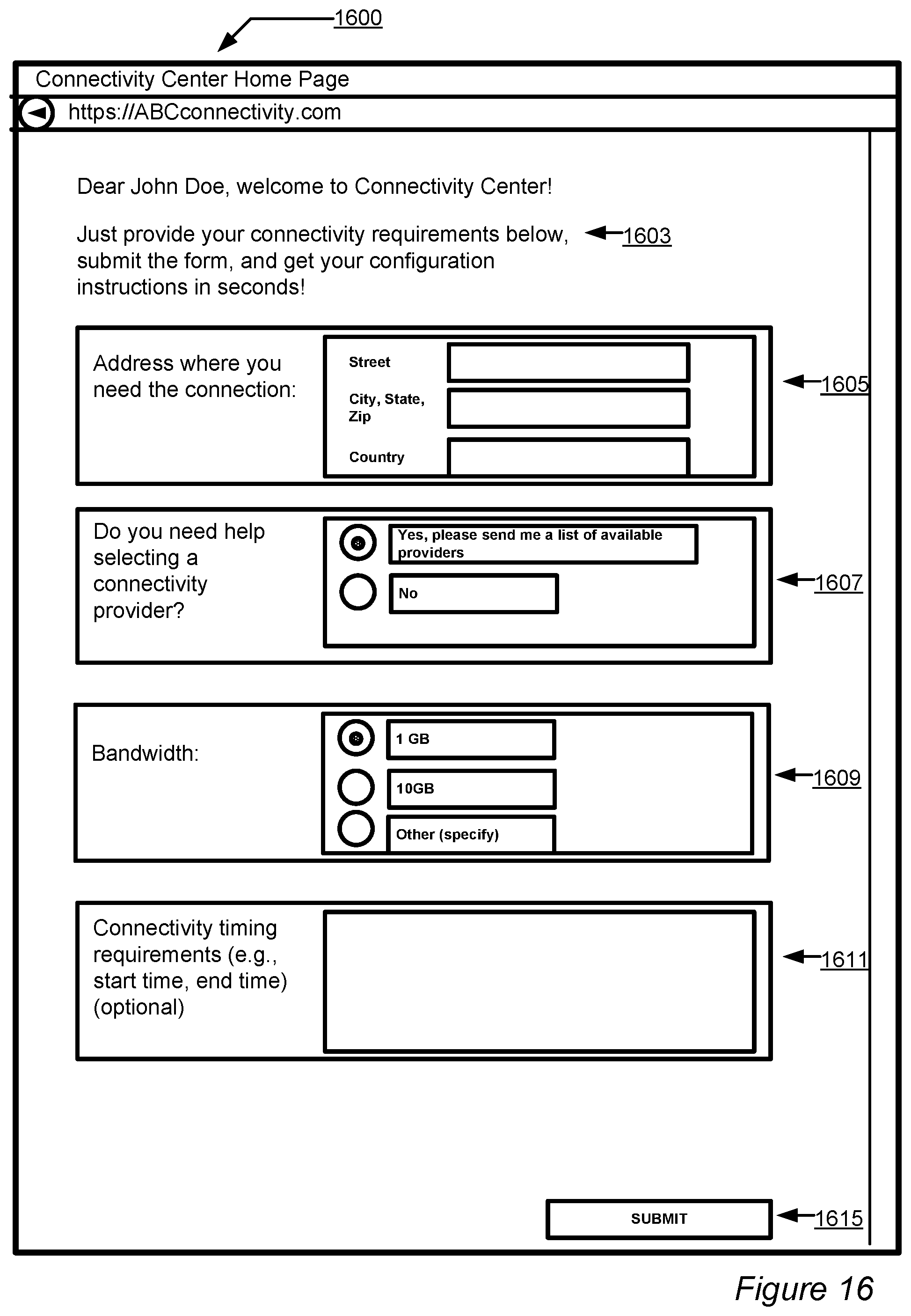 Patent US12368781 Figure 16 – Interfaces to manage direct network peerings