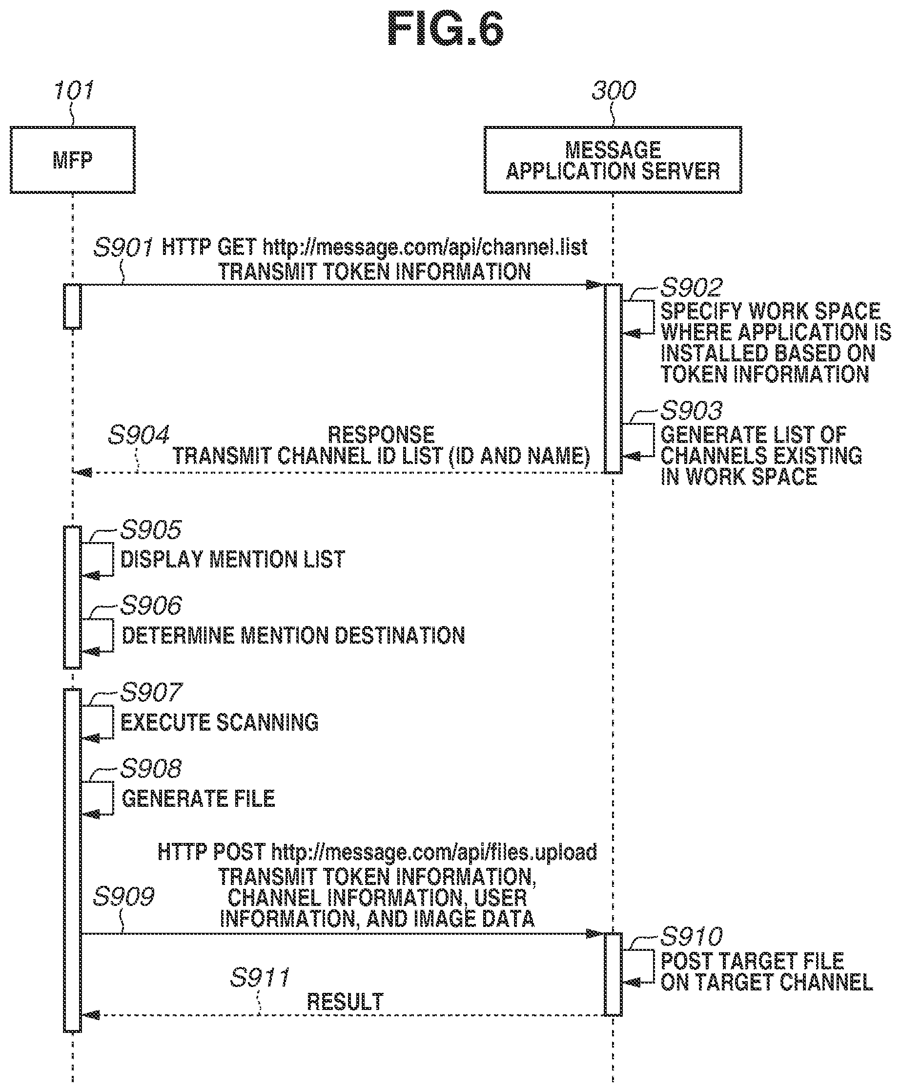 Patent US12368807 Figure 6 – Image processing apparatus for setting a notification destination user when an image is shared by a chat service