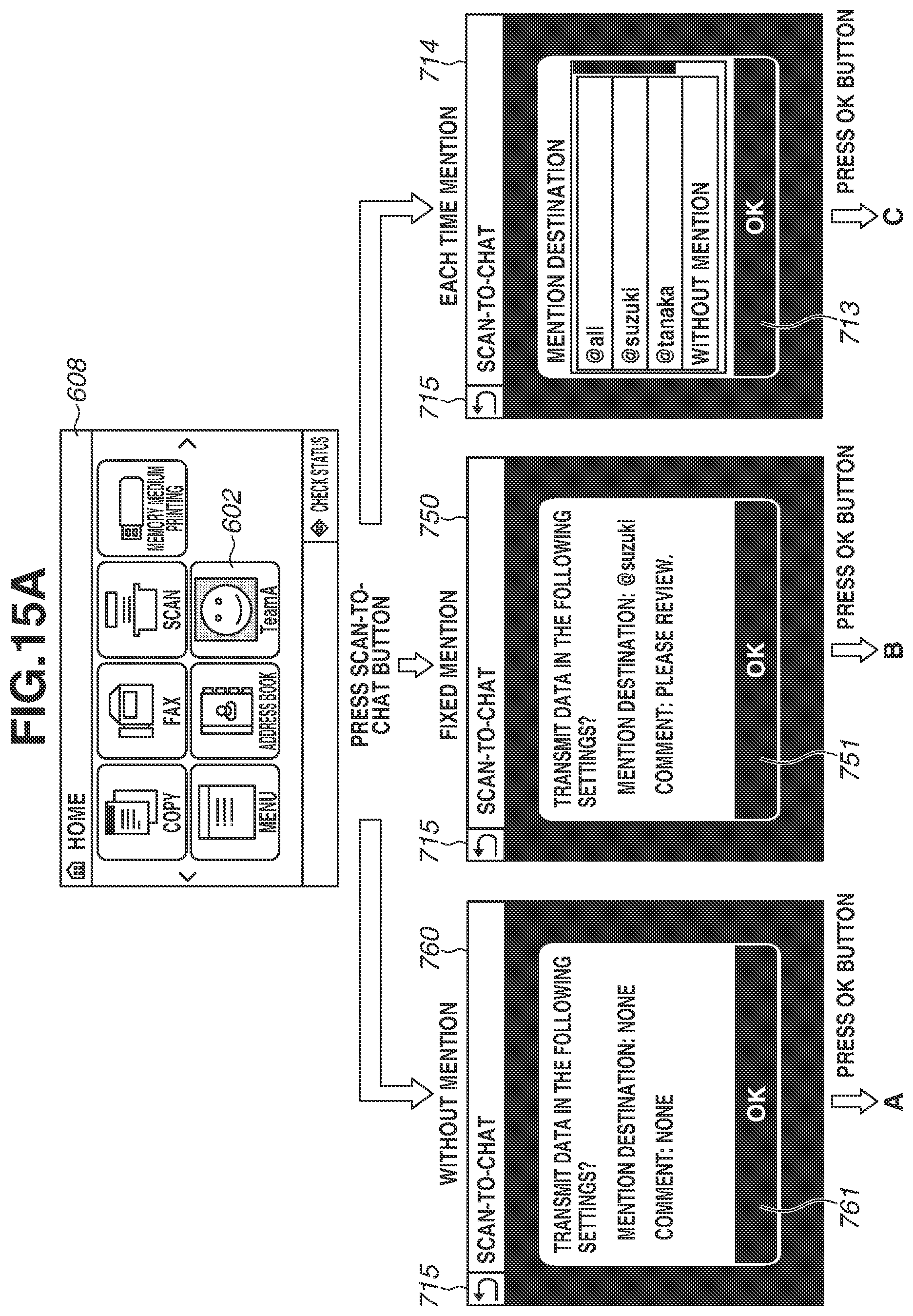 Patent US12368807 Figure 15 – Image processing apparatus for setting a notification destination user when an image is shared by a chat service