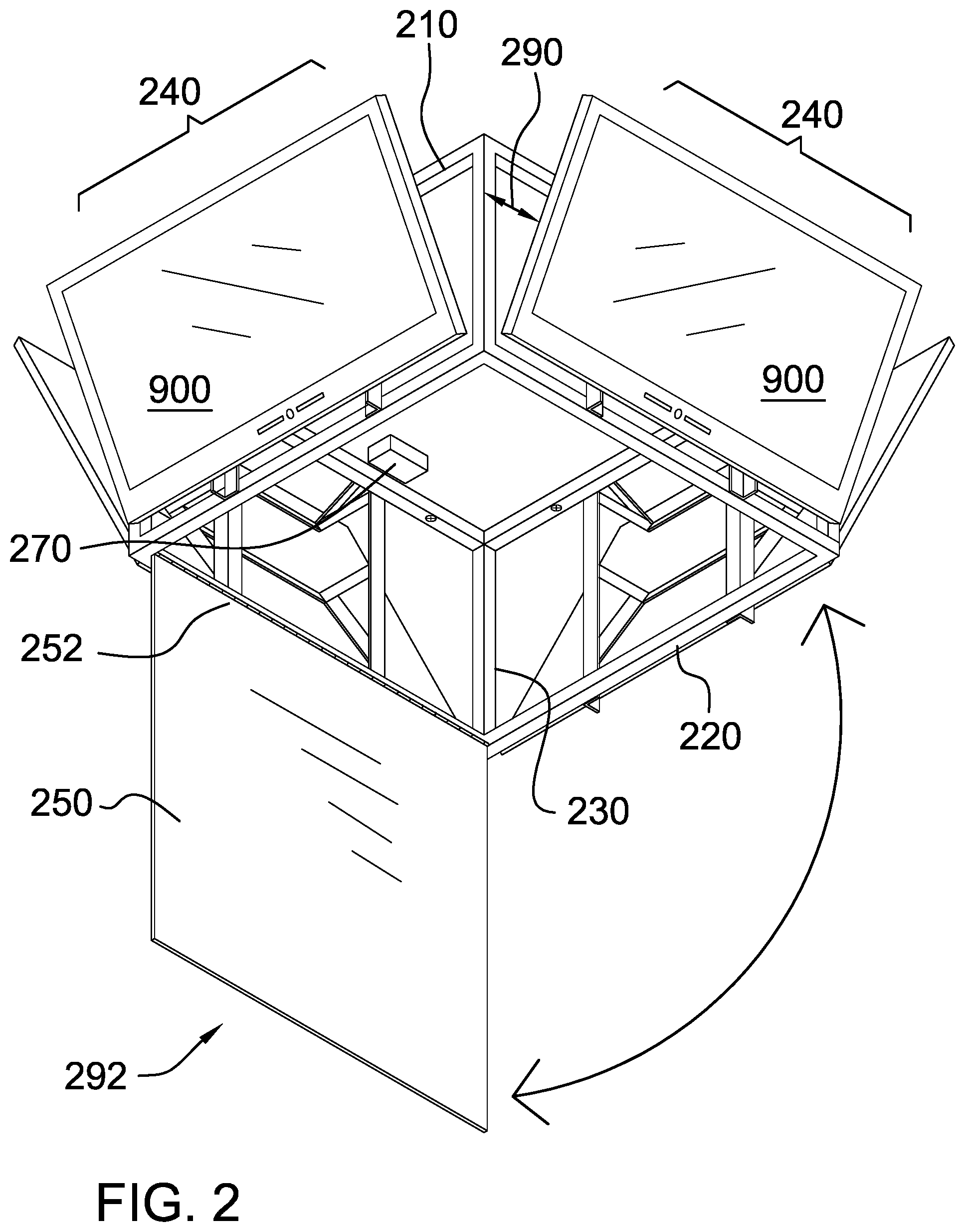 Patent US12368816 Figure 2 – Ceiling-mounted replica jumbotron