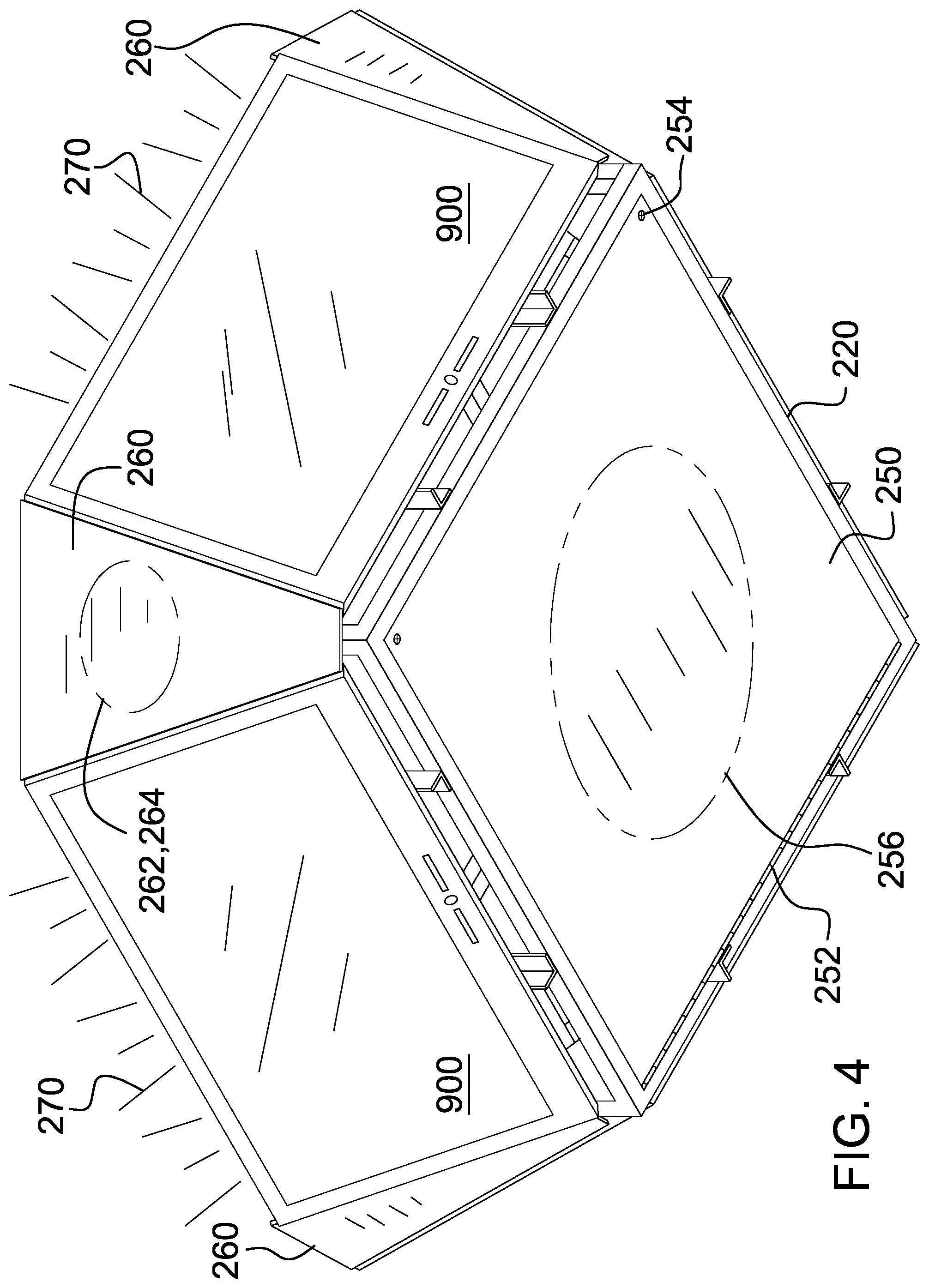 Patent US12368816 Figure 4 – Ceiling-mounted replica jumbotron