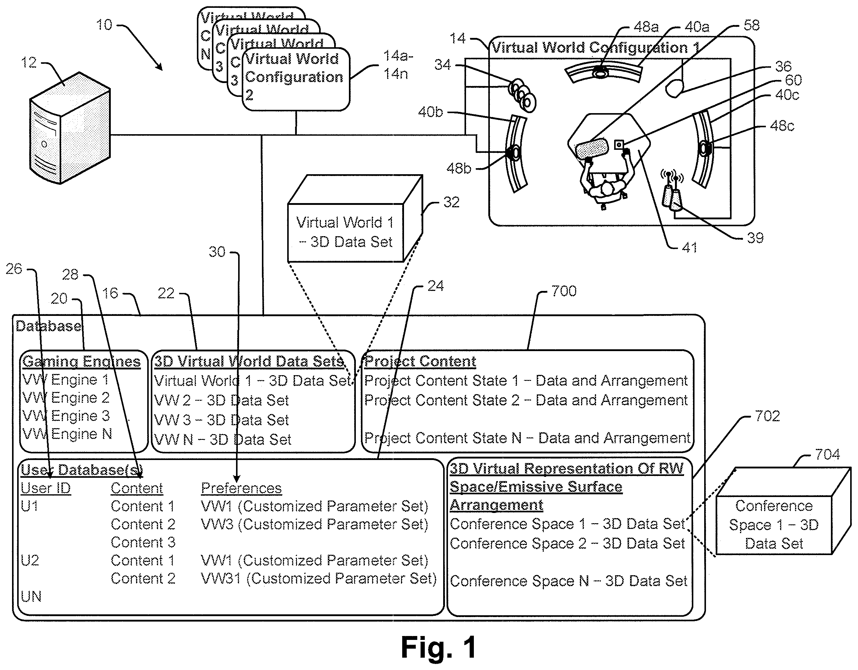 Patent US12368817 — Virtual world method and system for affecting mind state — Figure 1