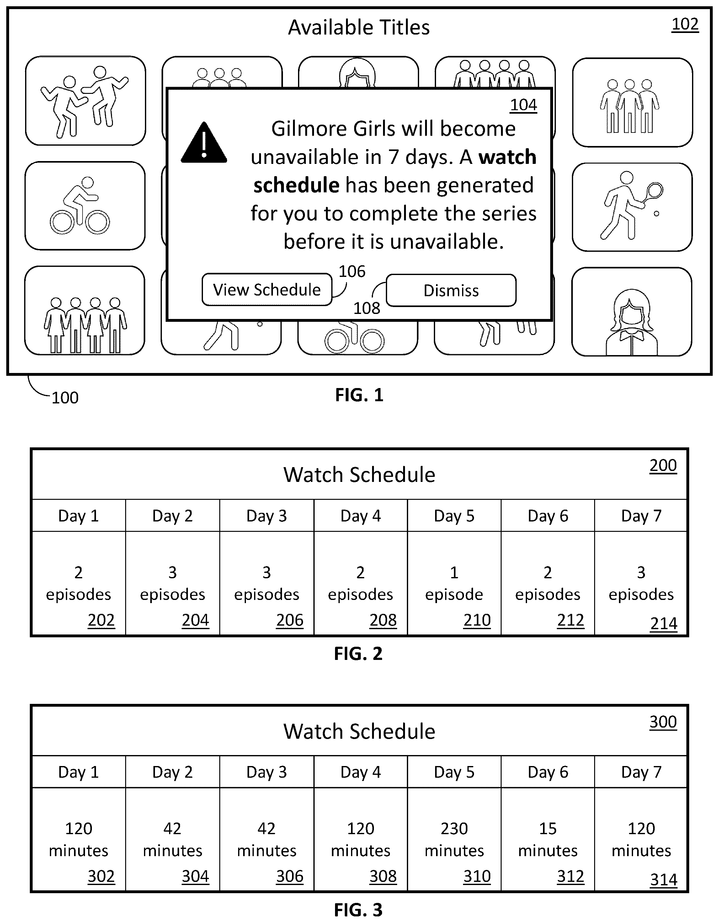 Patent US12368925 Figure 1 – Systems and methods for generating a watch schedule and compressed content to complete a series before expiration