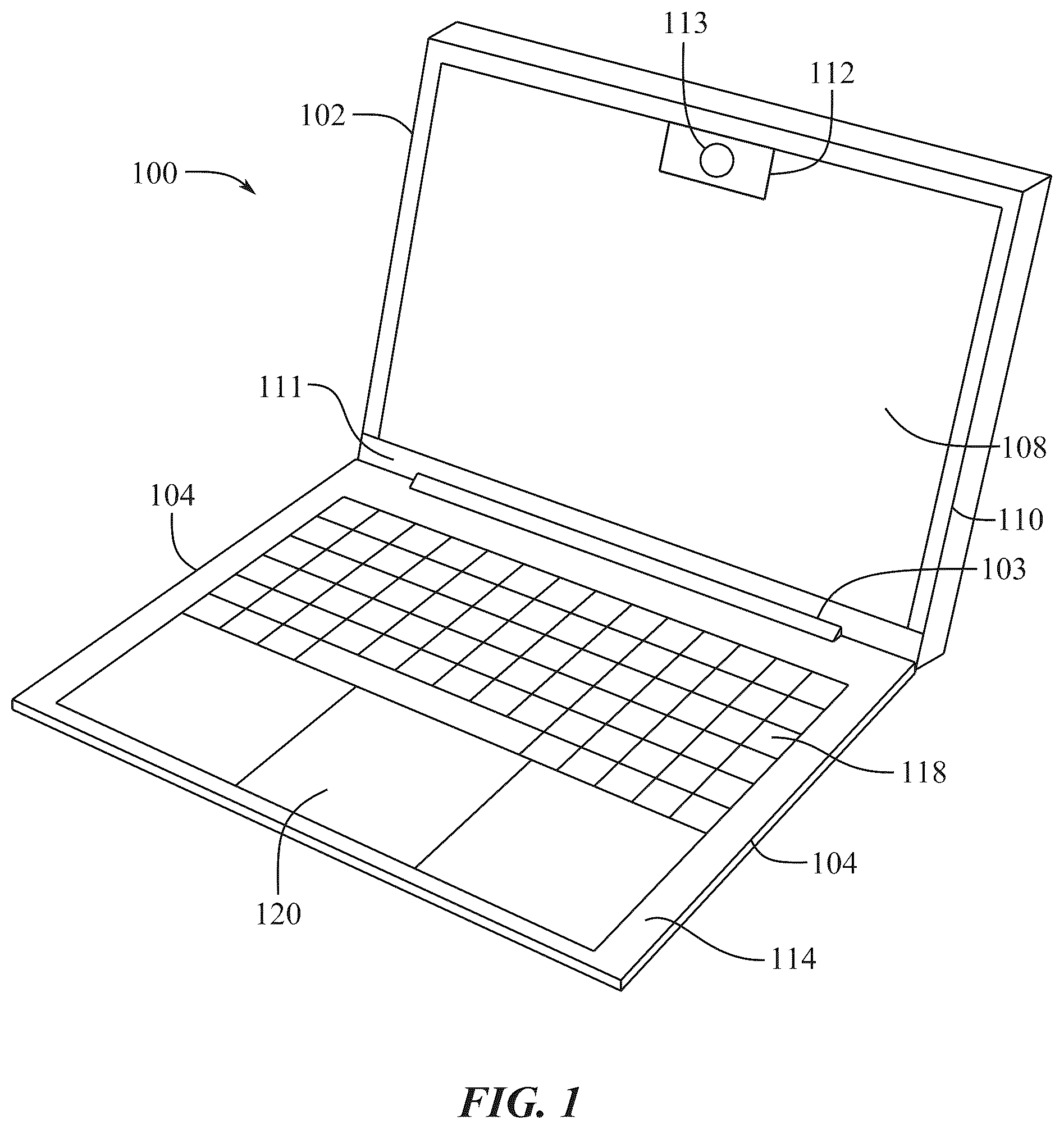 Patent US12368942 Figure 1 – Camera integration for portable electronic devices
