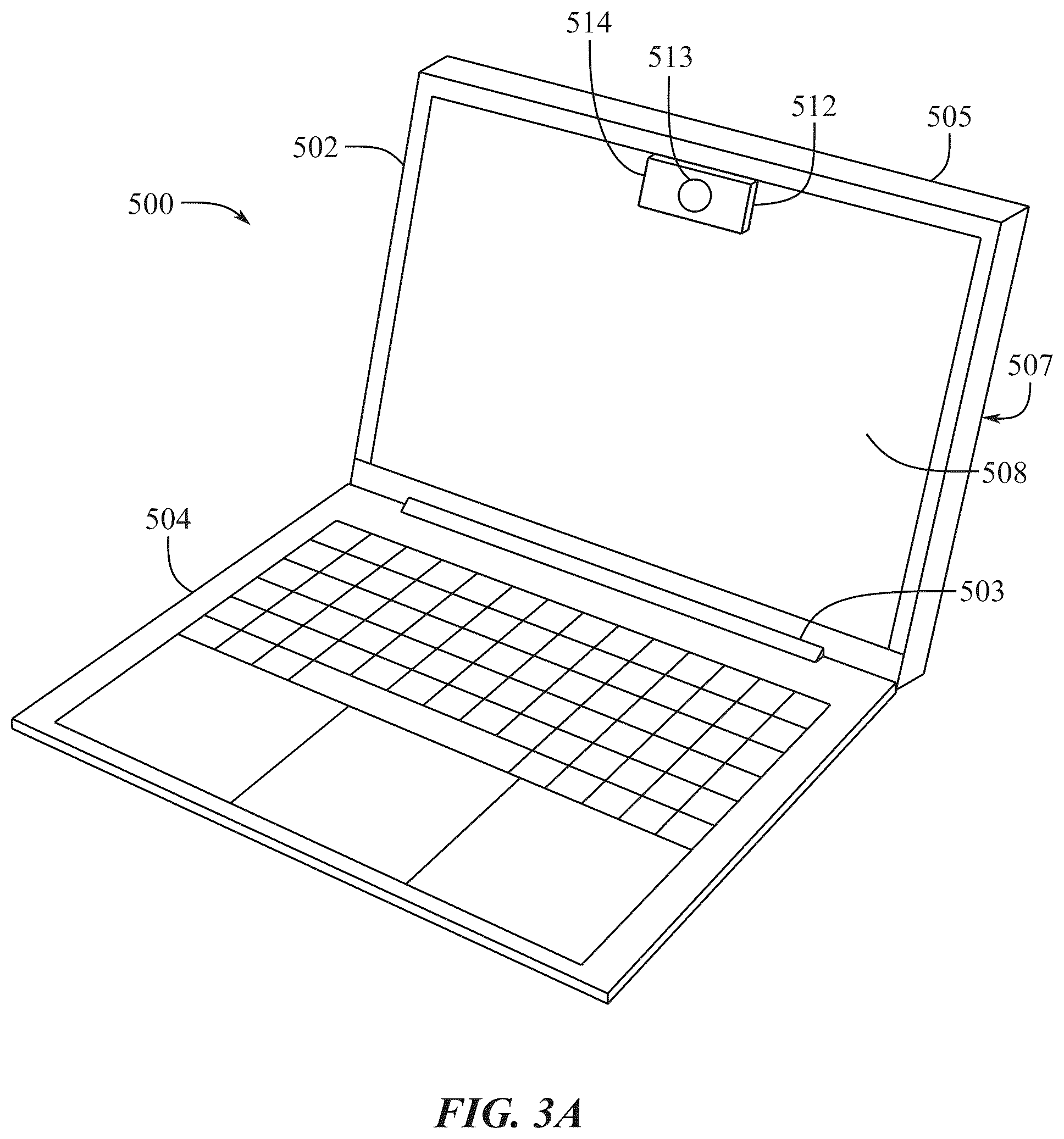 Patent US12368942 Figure 5 – Camera integration for portable electronic devices