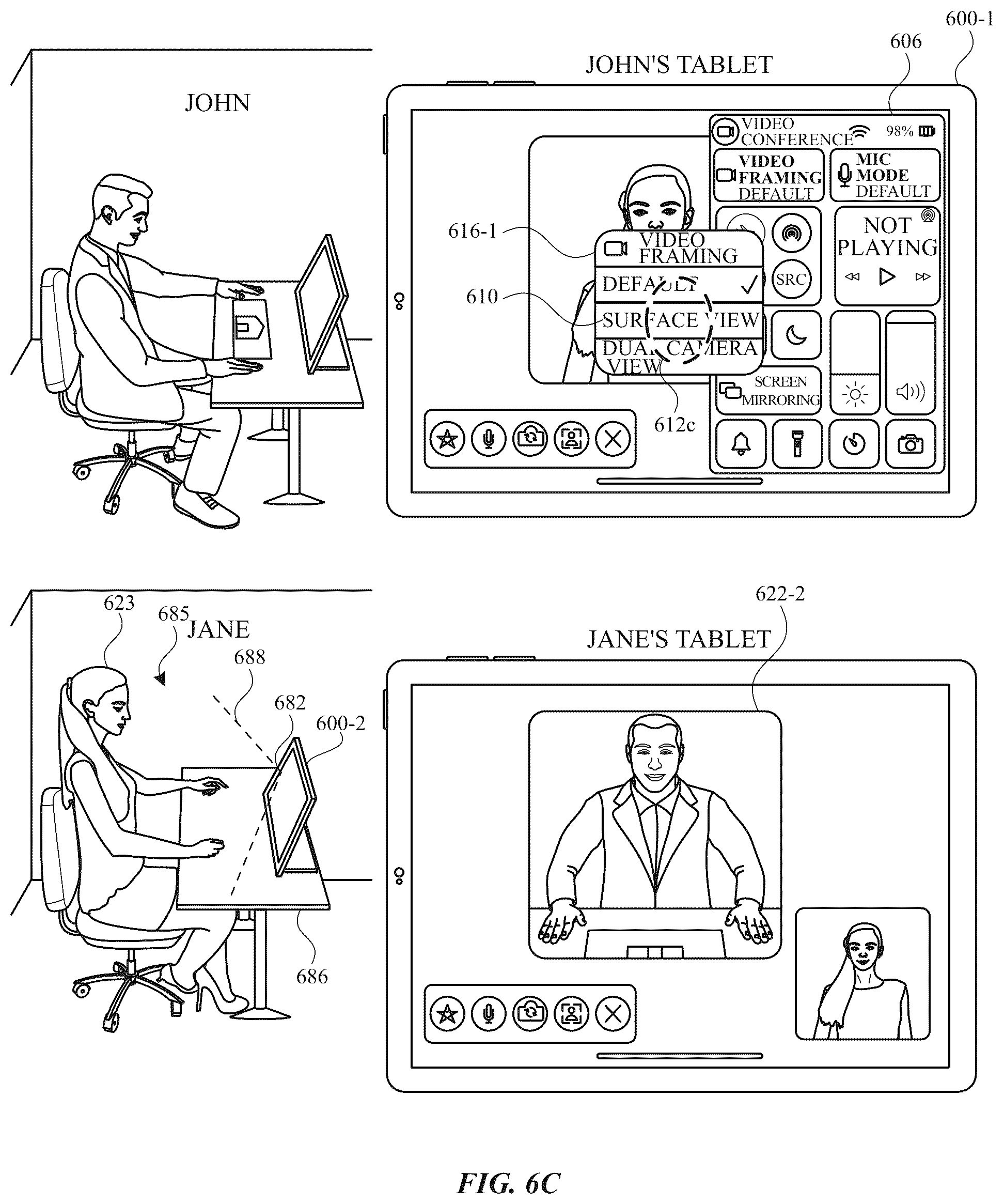 Patent US12368946 Figure 12 – Wide angle video conference
