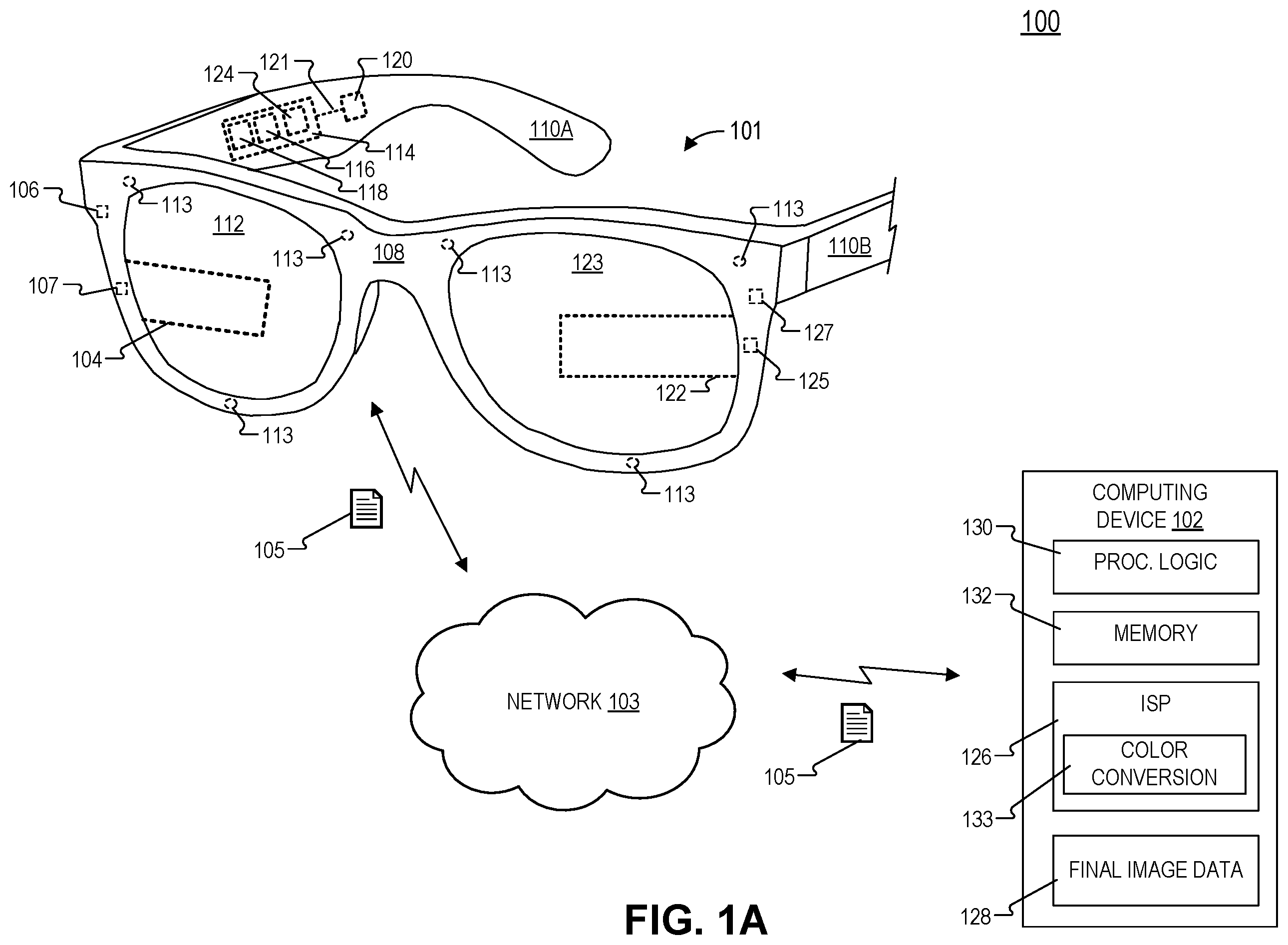Patent US12368967 — Distributed image signal processor (ISP) system for a head-mounted device — Figure 1