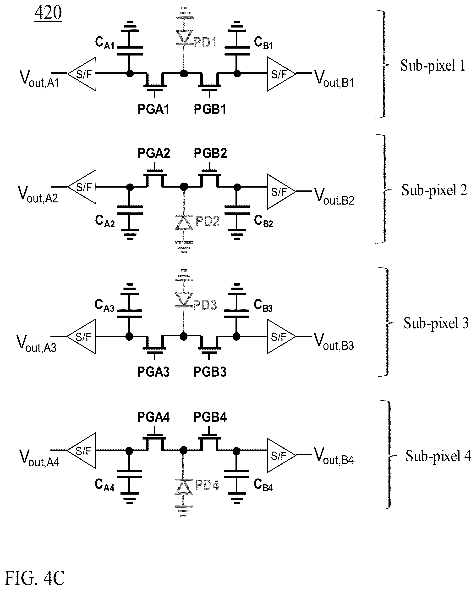 Patent US12368975 Figure 4 – Image sensors and sensing methods to obtain time-of-flight and phase detection information