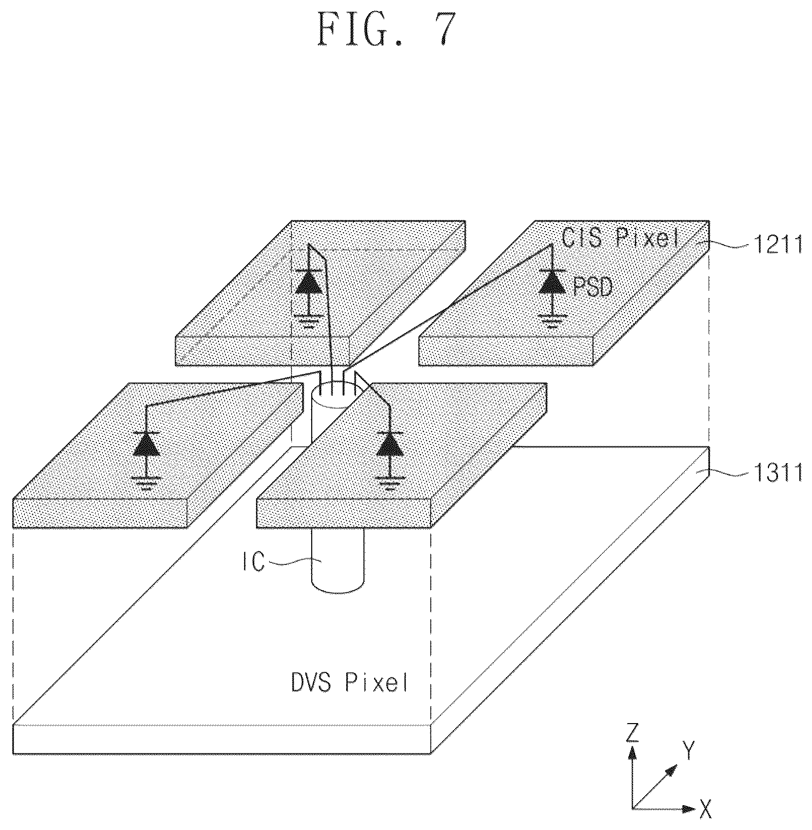 Patent US12368978 Figure 7 – Image sensor including CMOS image sensor pixel and dynamic vision sensor pixel