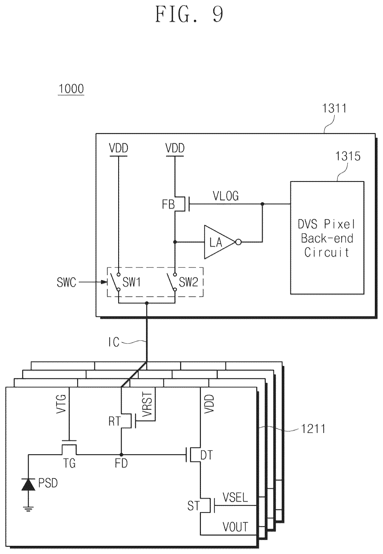 Patent US12368978 Figure 9 – Image sensor including CMOS image sensor pixel and dynamic vision sensor pixel