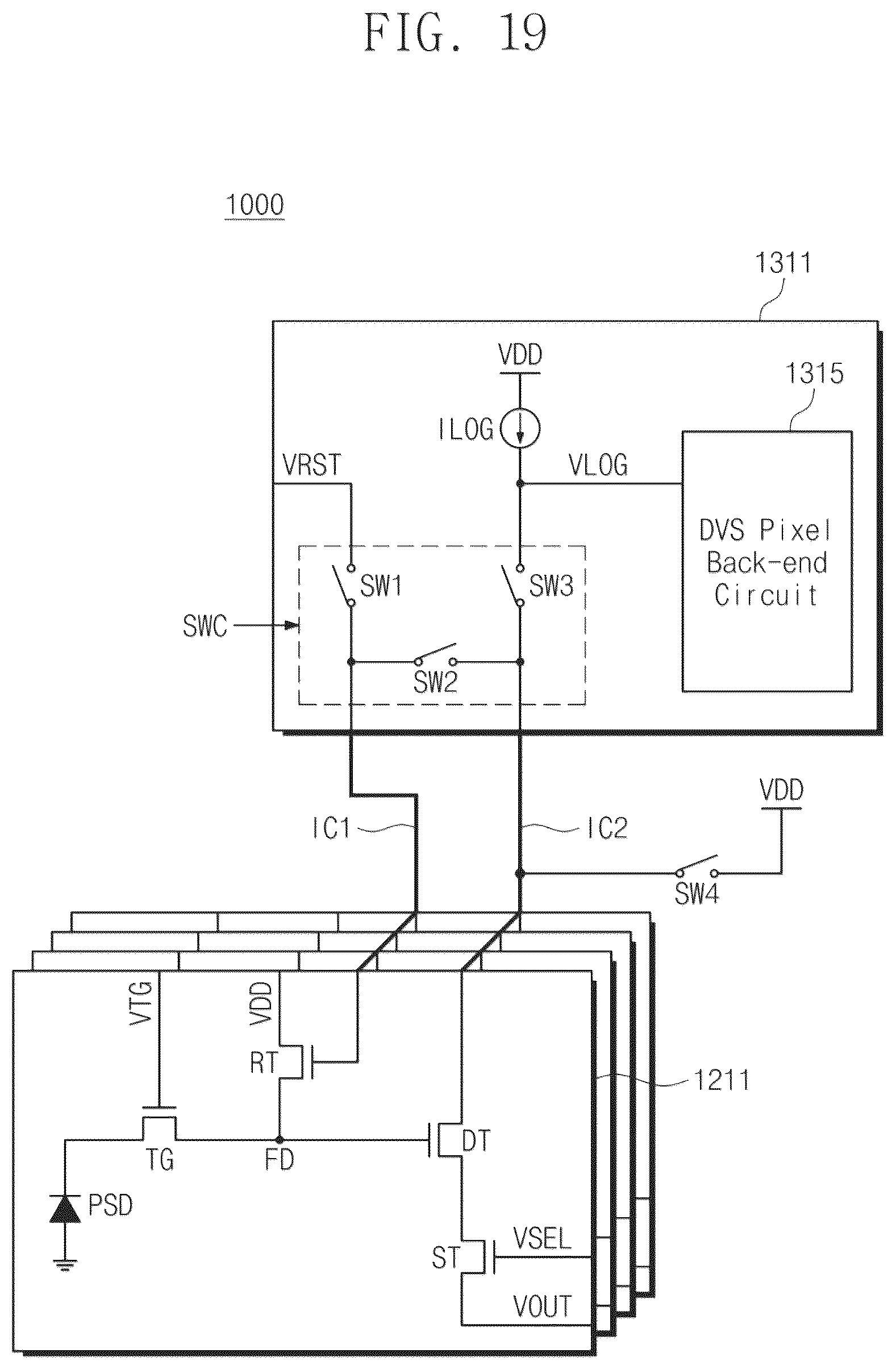 Patent US12368978 Figure 19 – Image sensor including CMOS image sensor pixel and dynamic vision sensor pixel