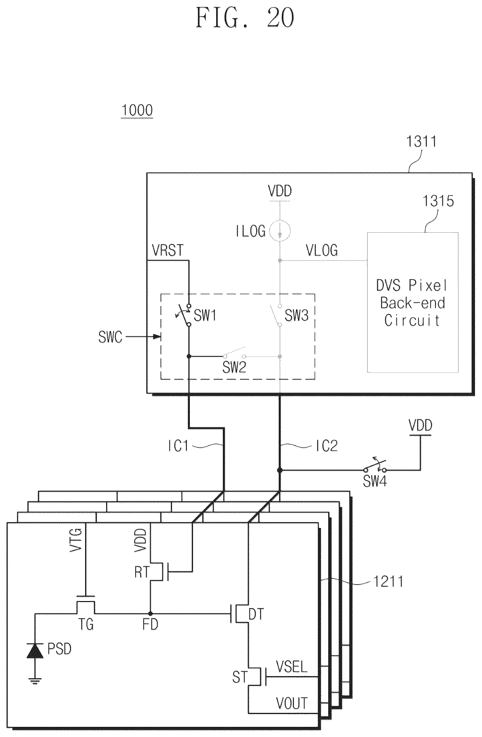 Patent US12368978 Figure 20 – Image sensor including CMOS image sensor pixel and dynamic vision sensor pixel