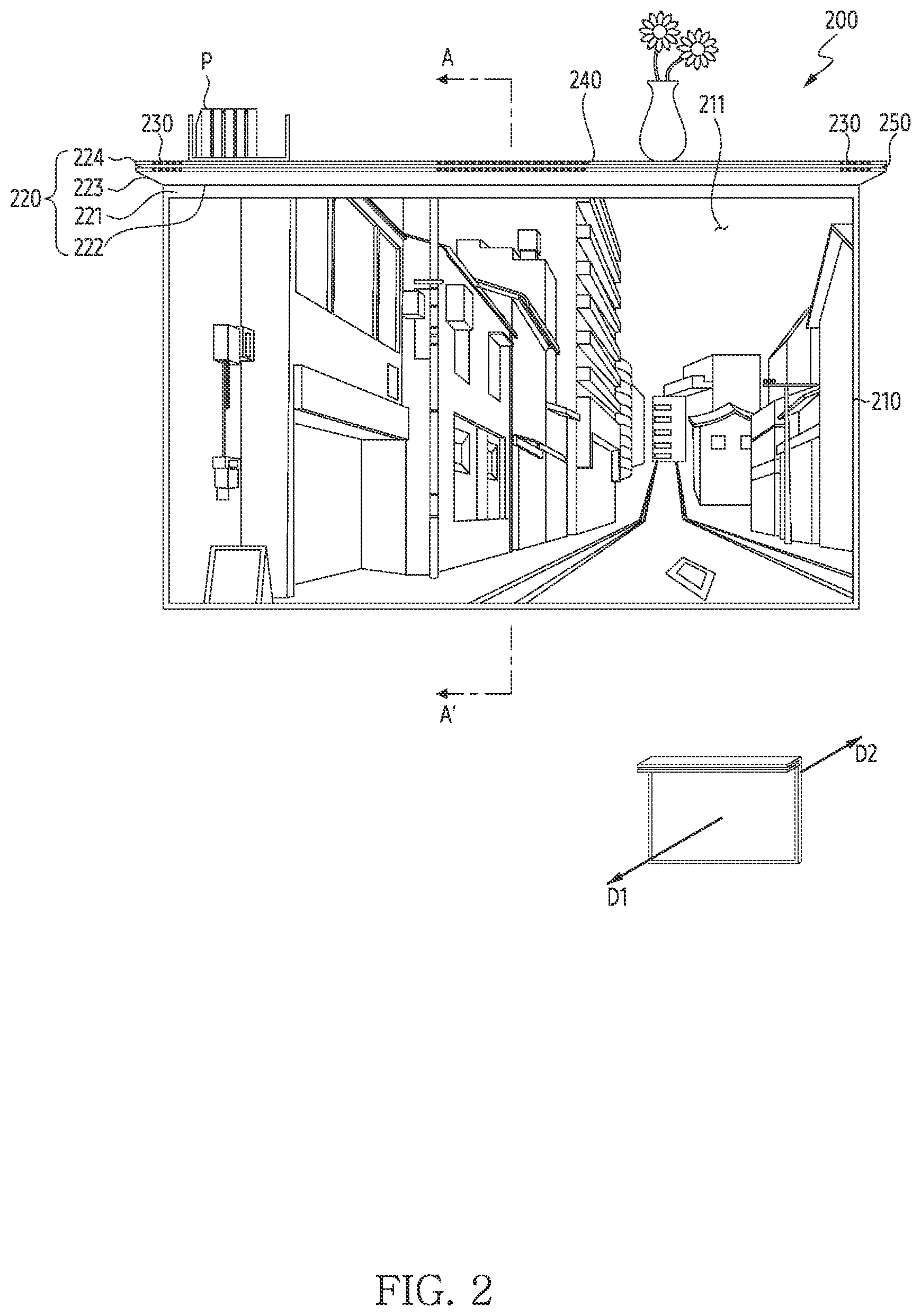 Patent US12368992 Figure 2 – Display device for front emission of audio