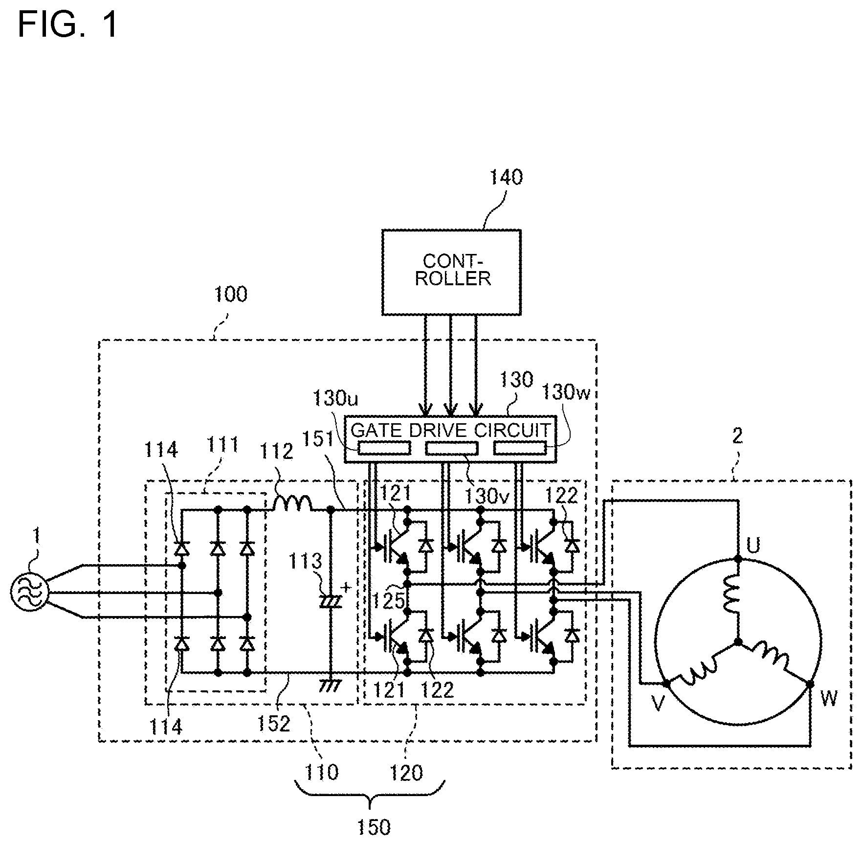 Patent US12375005 — Power converter and air-conditioning apparatus — Figure 1