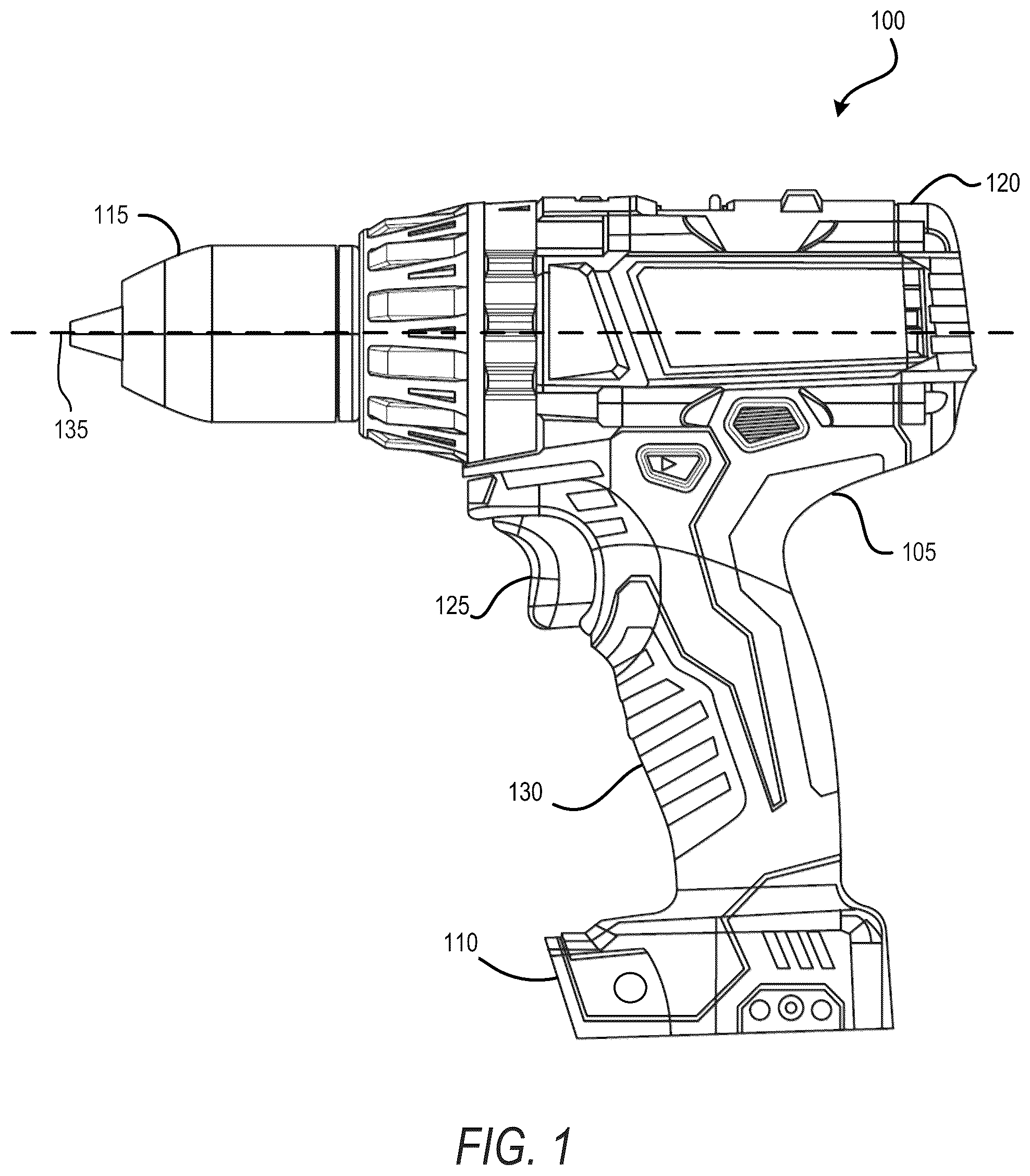 Patent US12375022 Figure 1 – Power tool including current-based field weakening