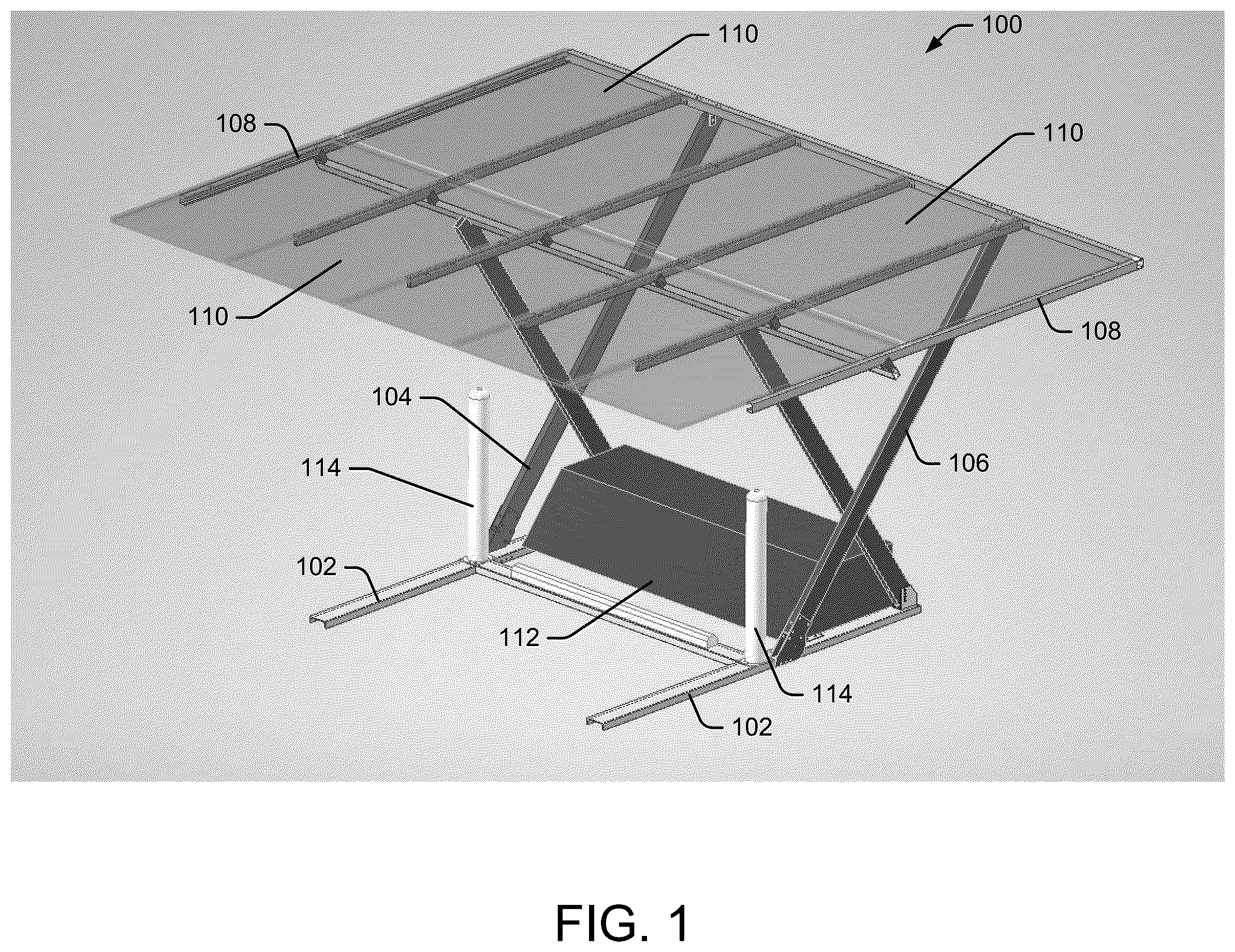 Patent US12375024 Figure 1 – Solar canopy systems and methods