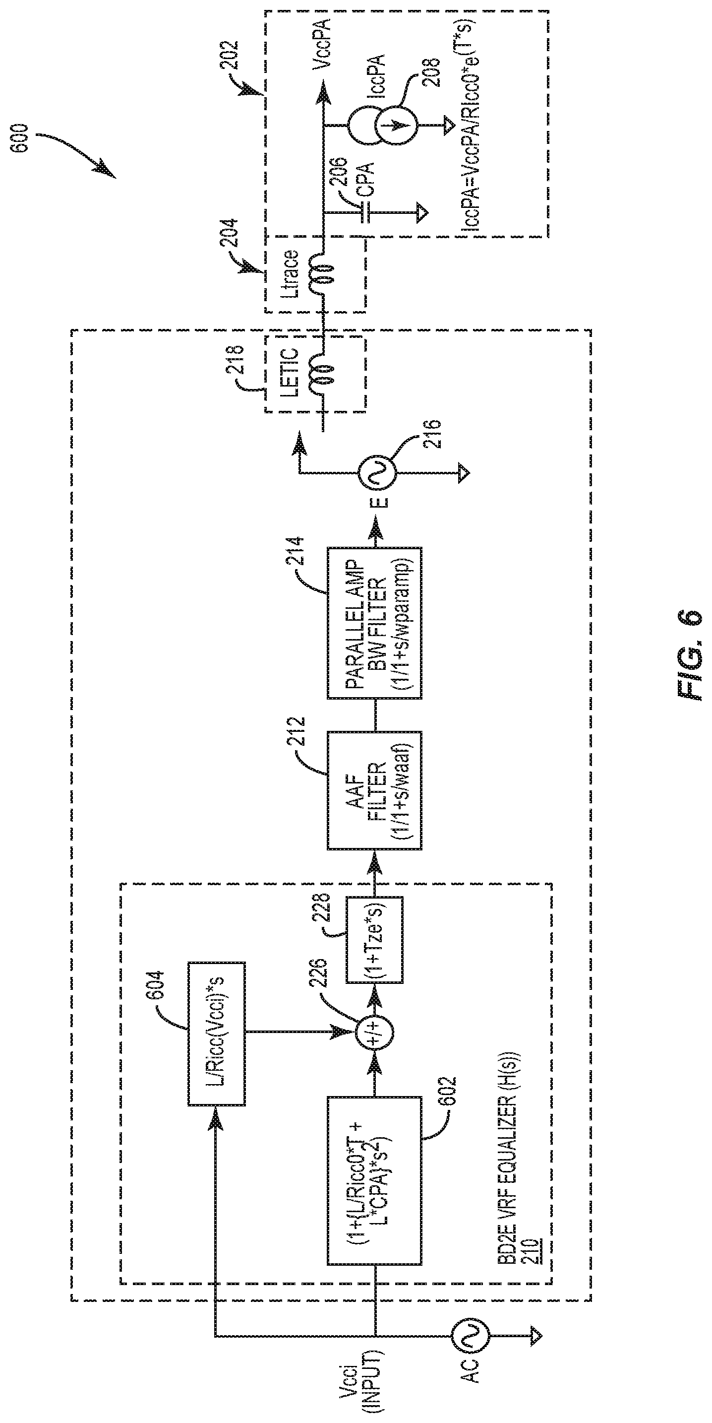 Patent US12375040 Figure 6 – Virtual radio frequency (VRF) equalizer for envelope tracking integrated circuit (ETIC)