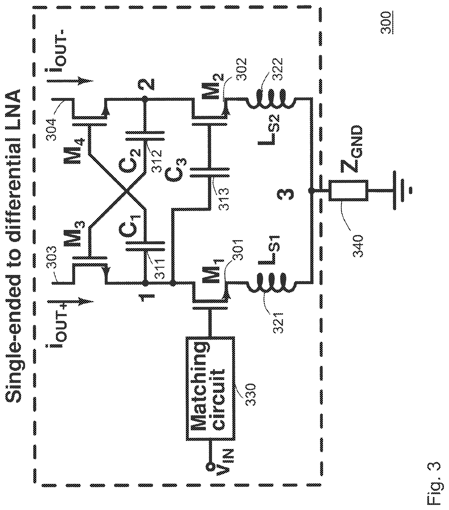 Patent US12375044 Figure 3 – Low noise amplifier circuit