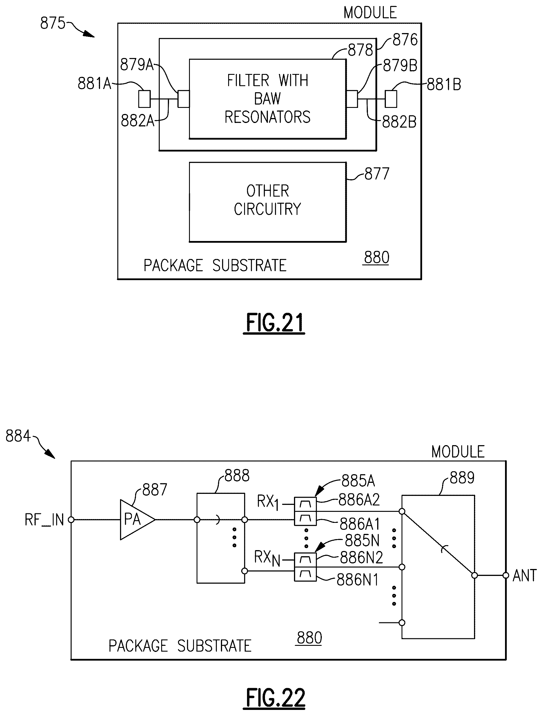 Patent US12375054 Figure 17 – Acoustic wave filter with buried connection layer under resonator