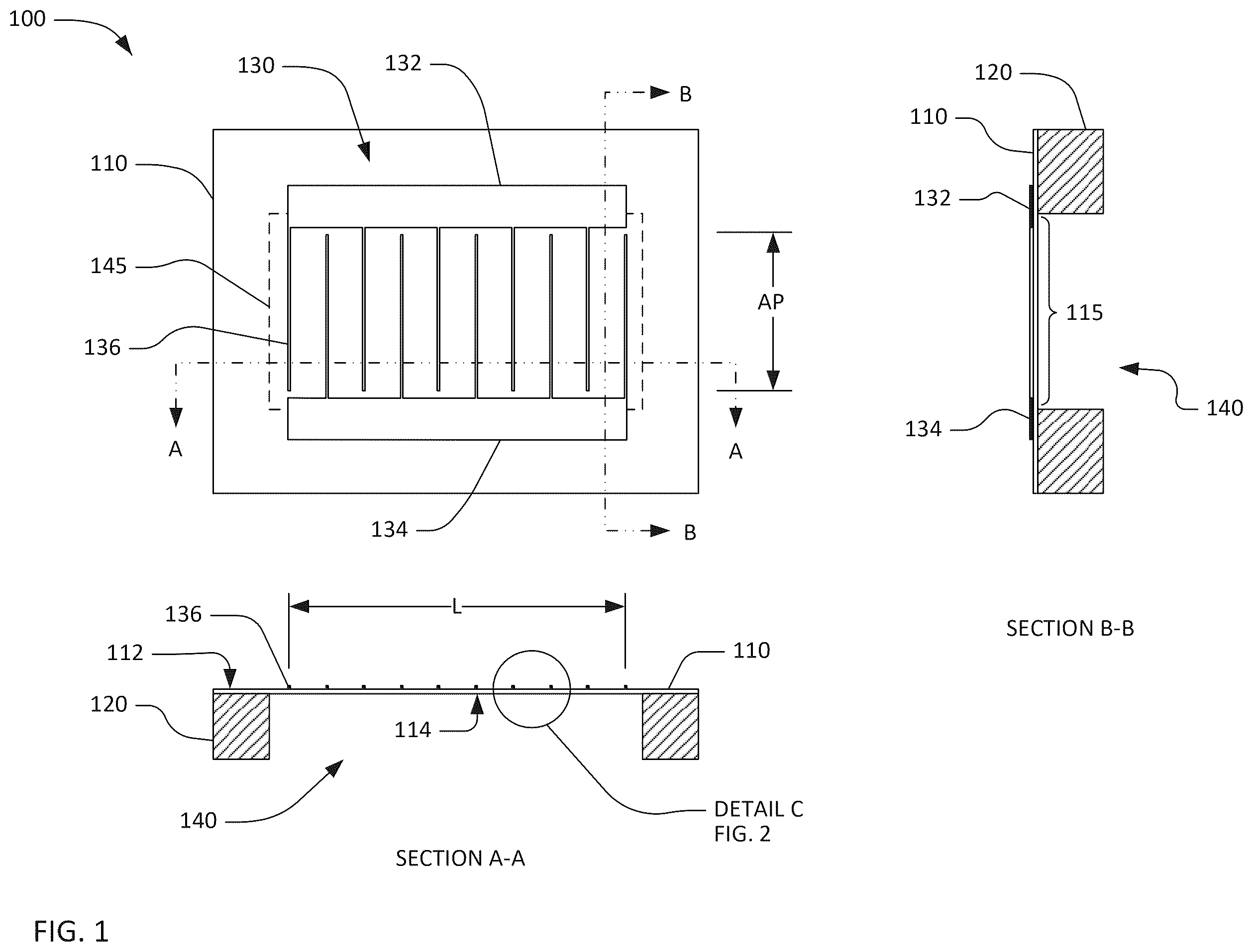 Patent US12375056 Figure 1 – Transversely-excited film bulk acoustic resonators