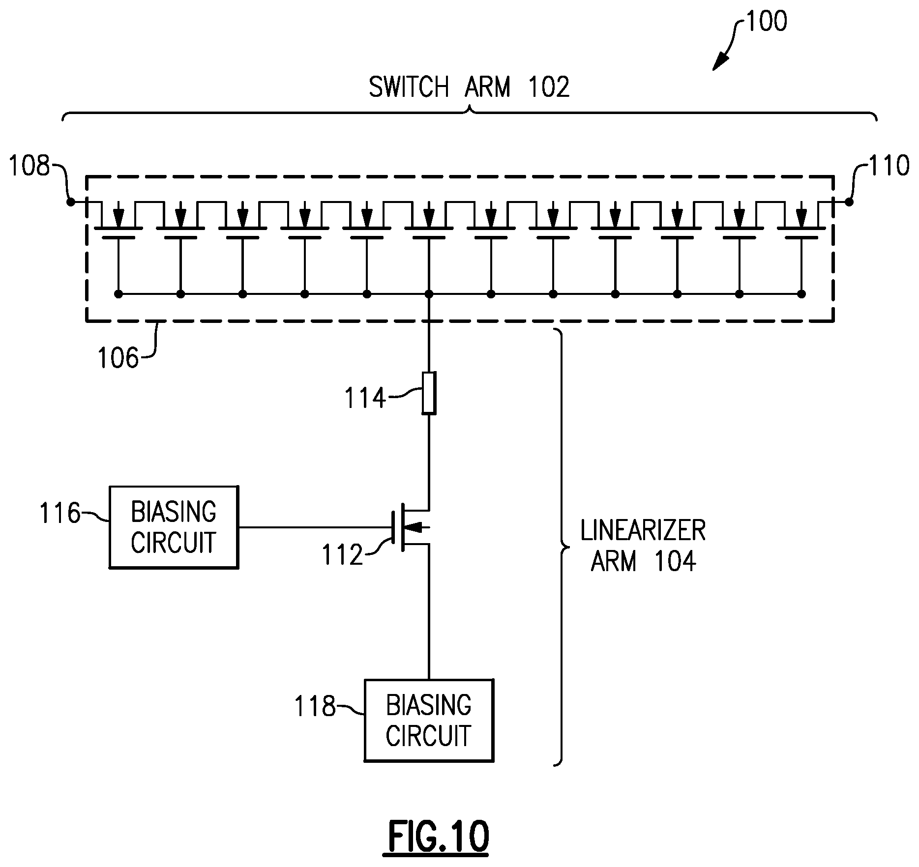 Patent US12375078 Figure 12 – Switch with gate or body connected linearizer