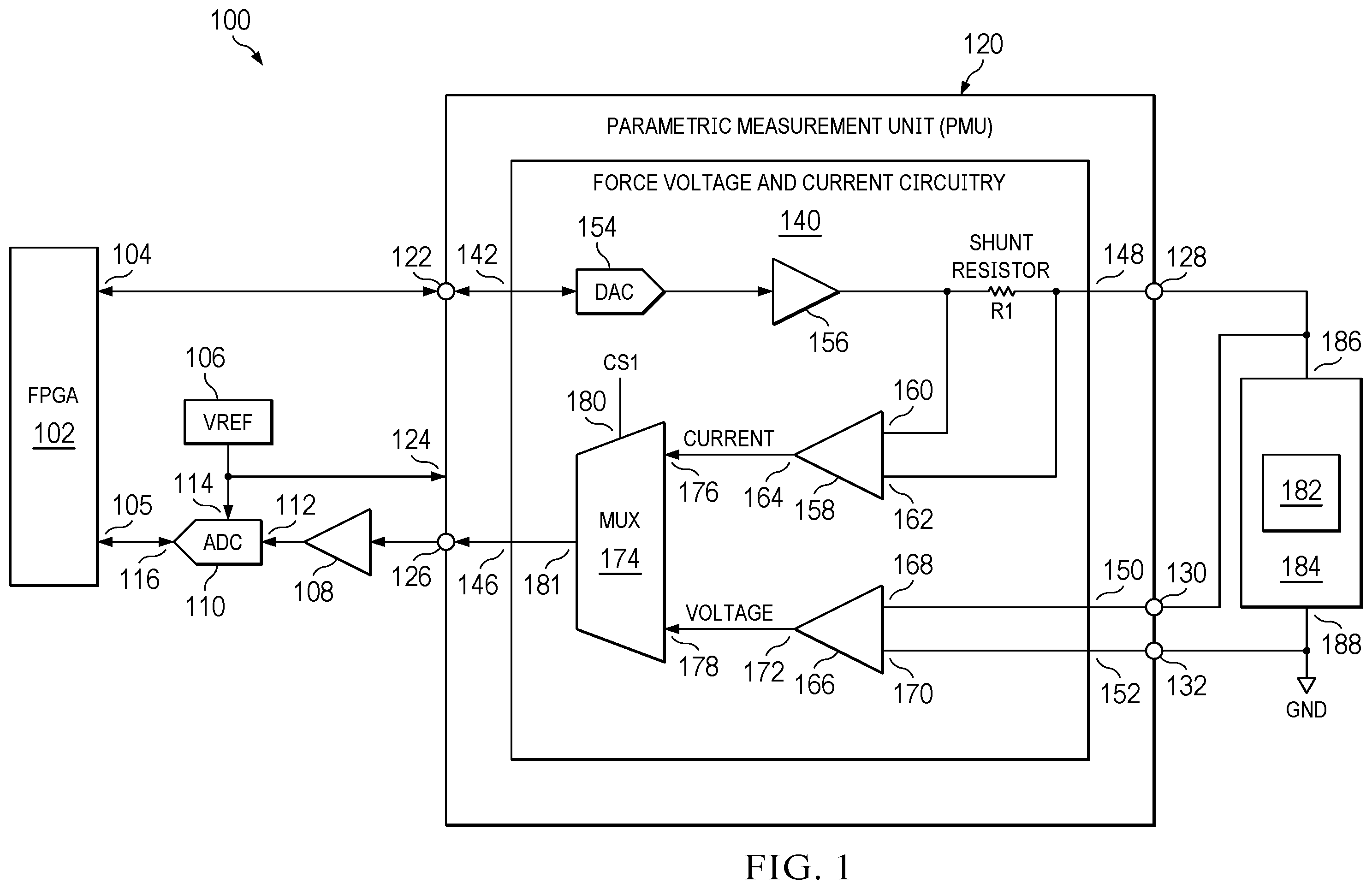 Patent US12375095 — Digital-to-analog converter circuit with linear programmable gain stage — Figure 1