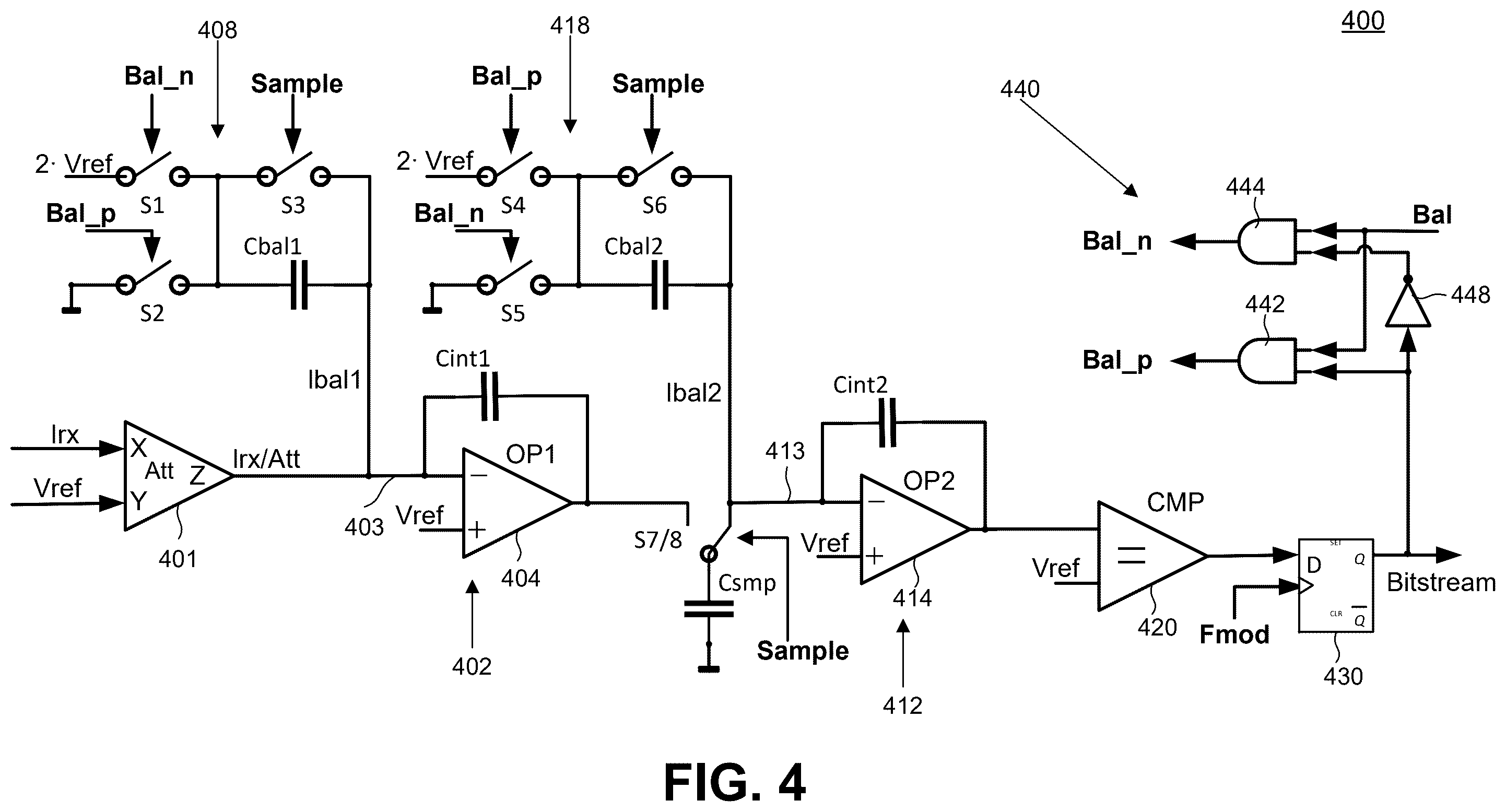 Patent US12375098 Figure 4 – Sigma-delta modulator for capacitive touch sensing channel