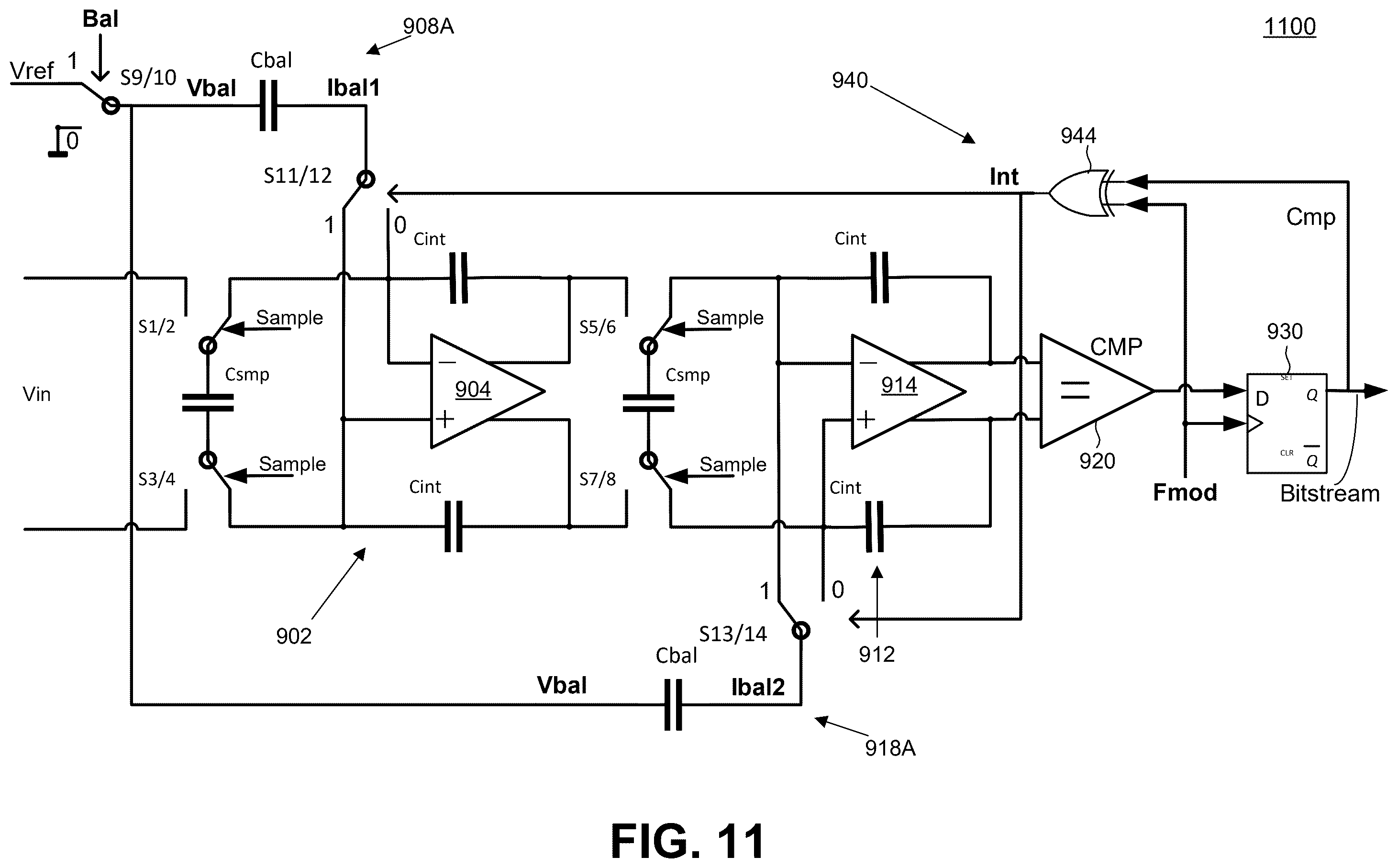 Patent US12375098 Figure 11 – Sigma-delta modulator for capacitive touch sensing channel