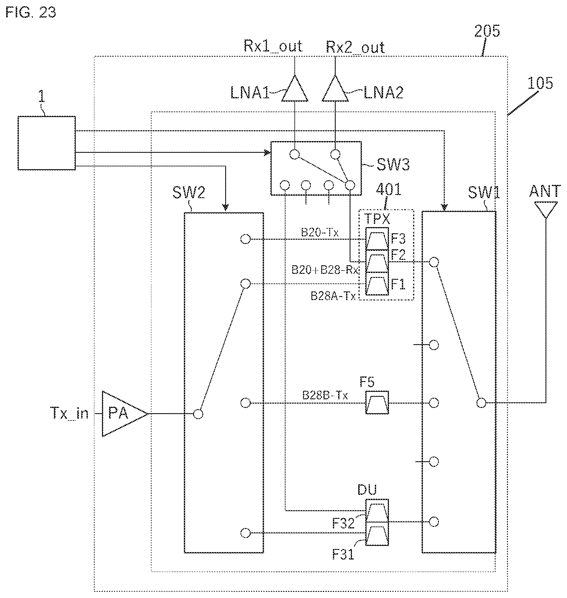 Patent US12375116 Figure 18 – Frontend circuit, frontend module, communication apparatus, and multiplexer