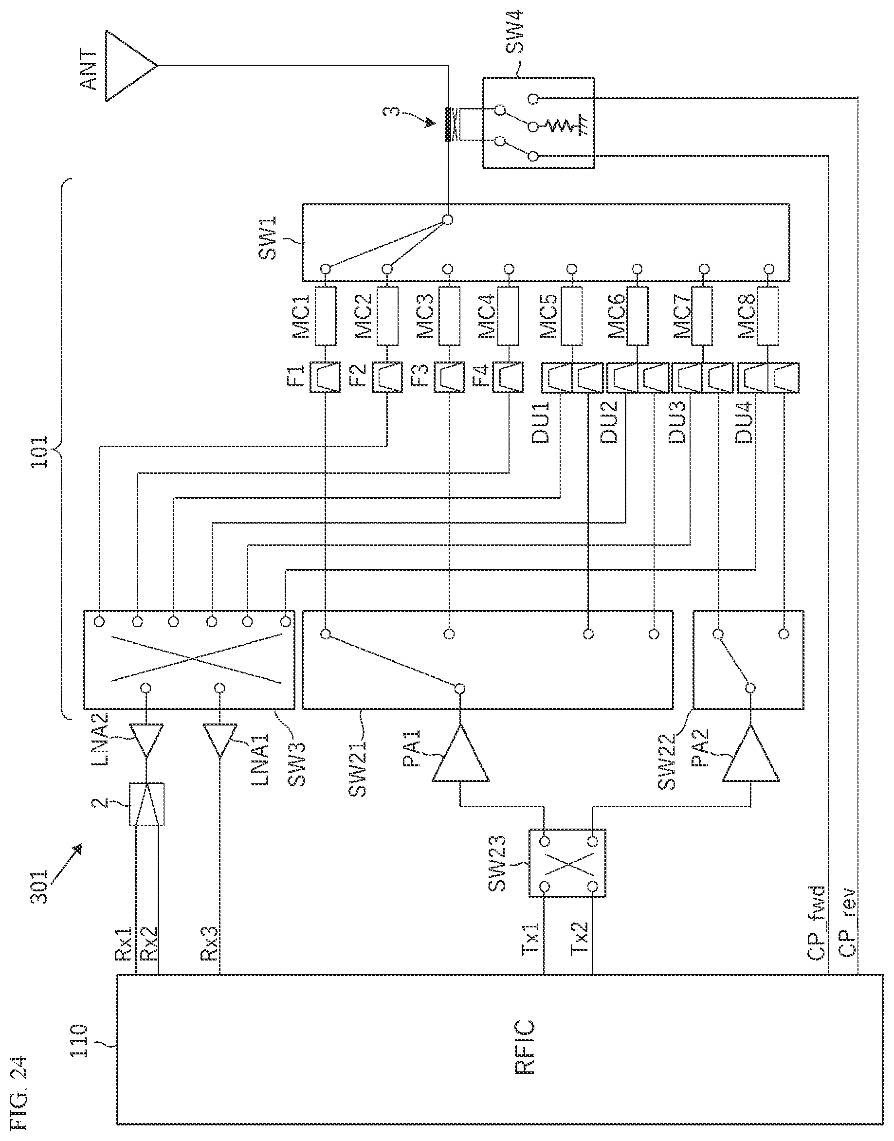 Patent US12375116 Figure 19 – Frontend circuit, frontend module, communication apparatus, and multiplexer