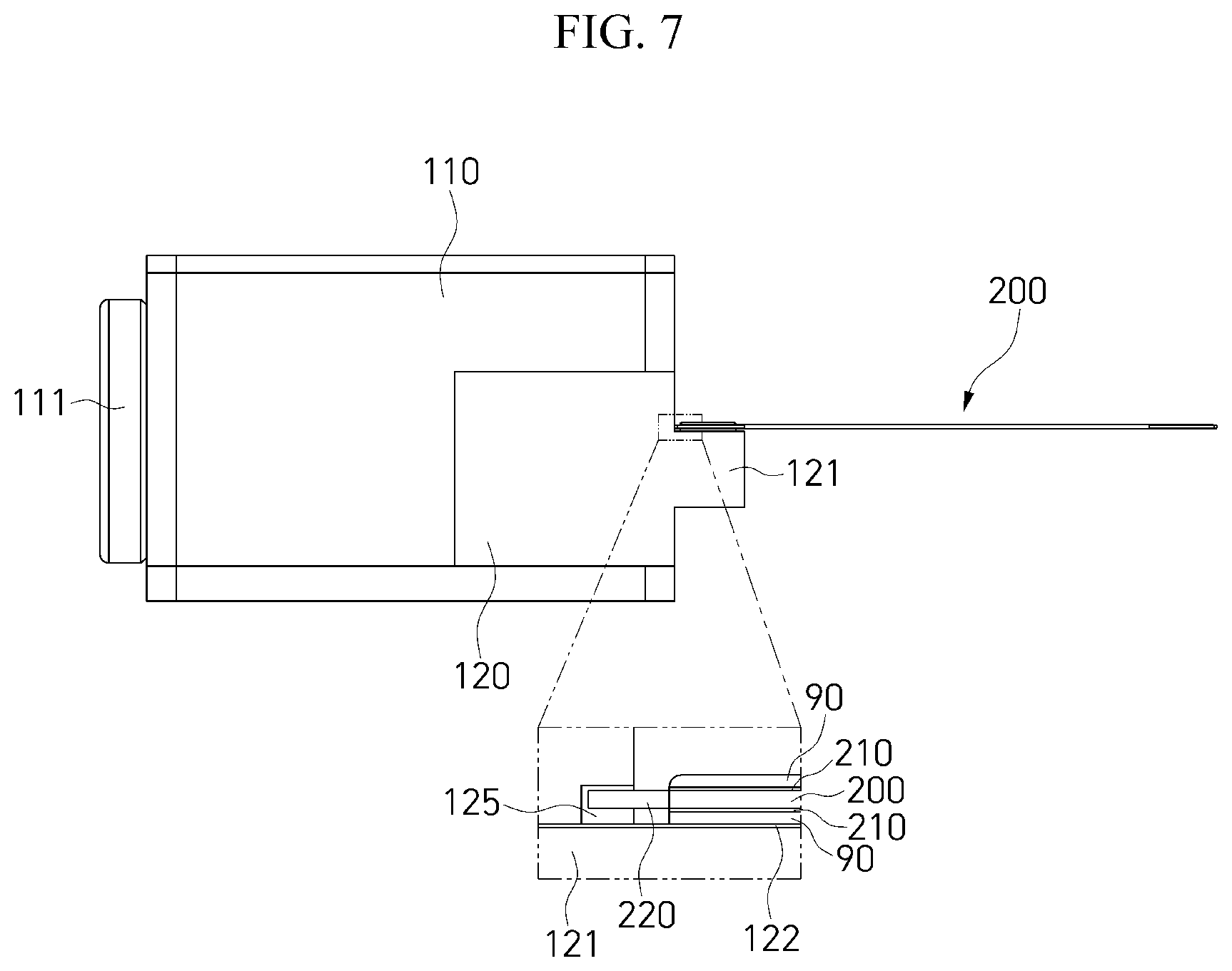 Patent US12375179 Figure 7 – Optical transceiver for high-precision bonding of flexible printed circuit board and ceramic feed-through structure and package structure