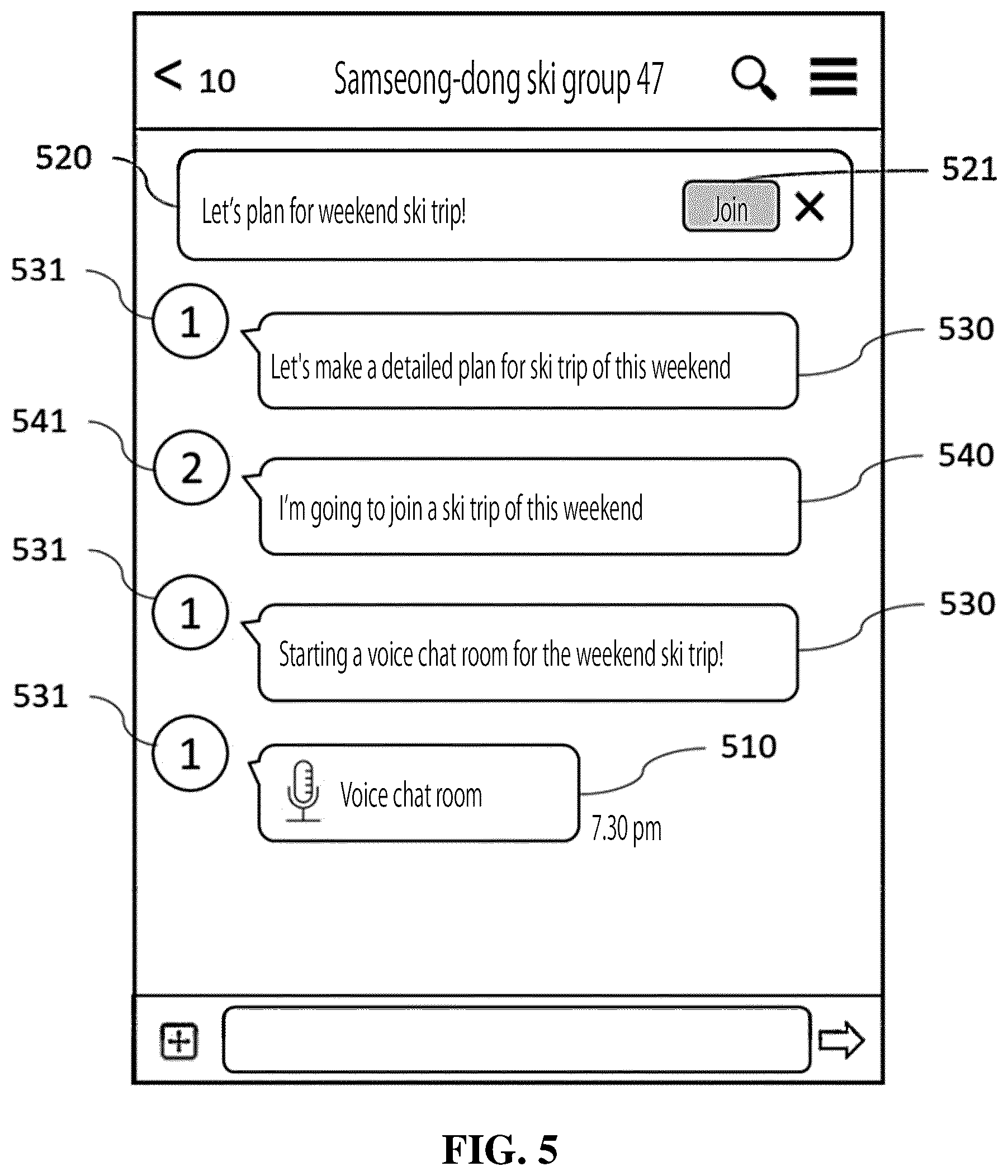 Patent US12375315 Figure 5 – Method for operating voice chat room dependent on message chat room, and server and terminal for performing the same