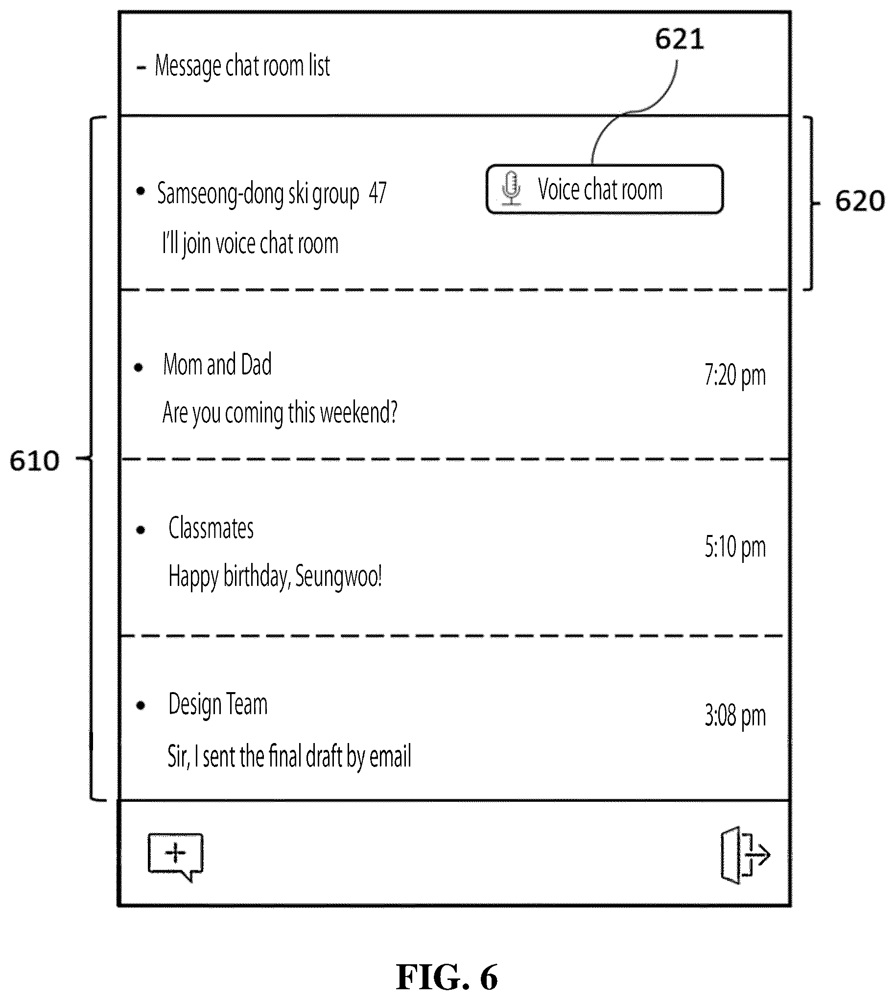 Patent US12375315 Figure 6 – Method for operating voice chat room dependent on message chat room, and server and terminal for performing the same