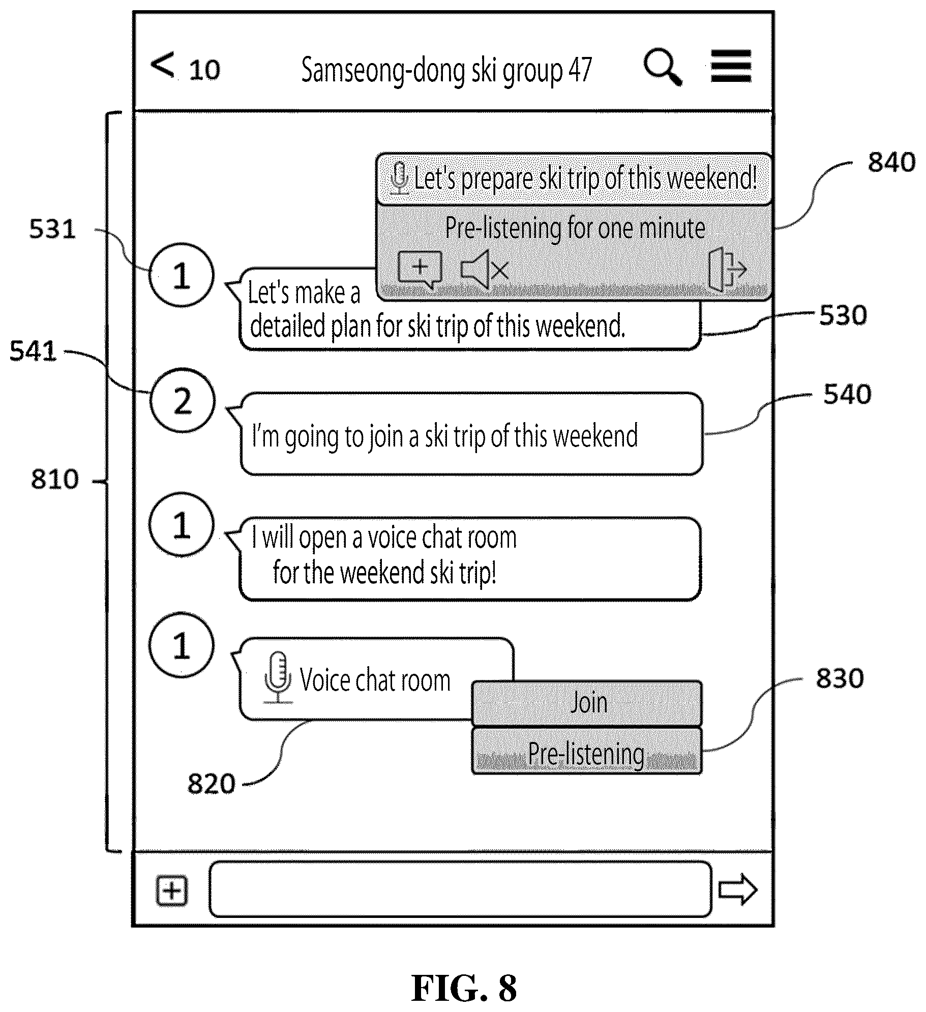 Patent US12375315 Figure 8 – Method for operating voice chat room dependent on message chat room, and server and terminal for performing the same